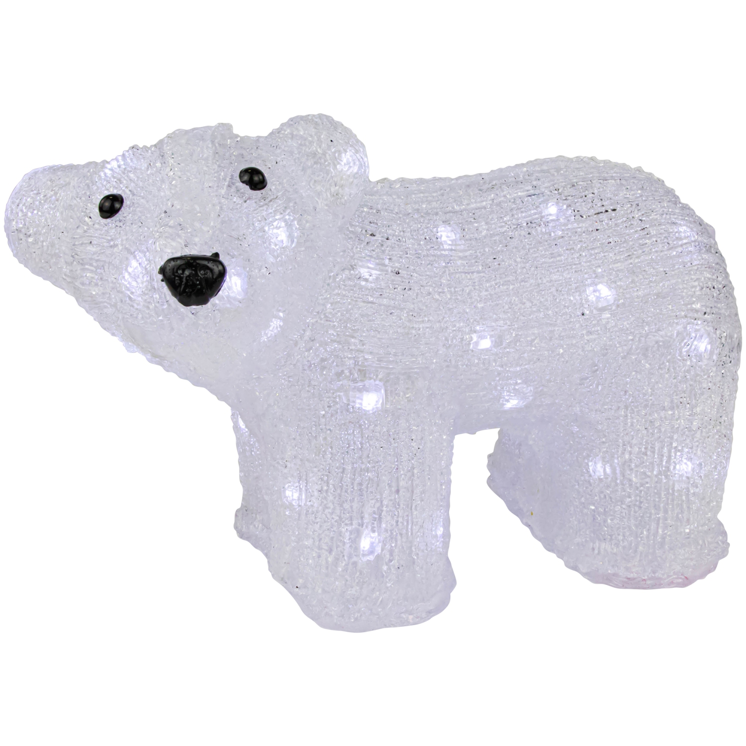 Lighted Commercial Grade Acrylic Polar Bear Outdoor Christmas Decoration - 13.5"- Polar White LED Lights