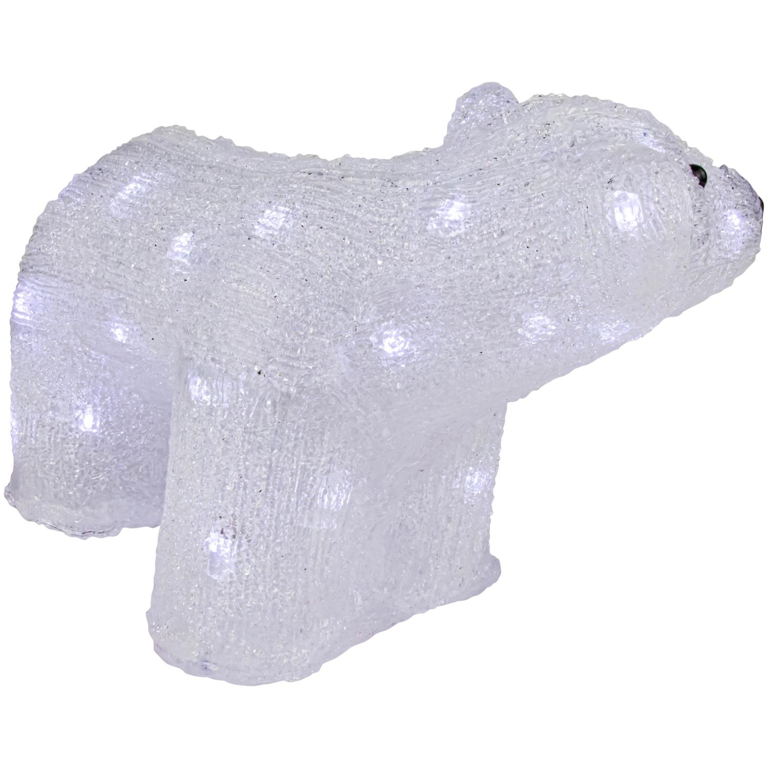 Lighted Commercial Grade Acrylic Polar Bear Outdoor Christmas Decoration - 13.5"- Polar White LED Lights