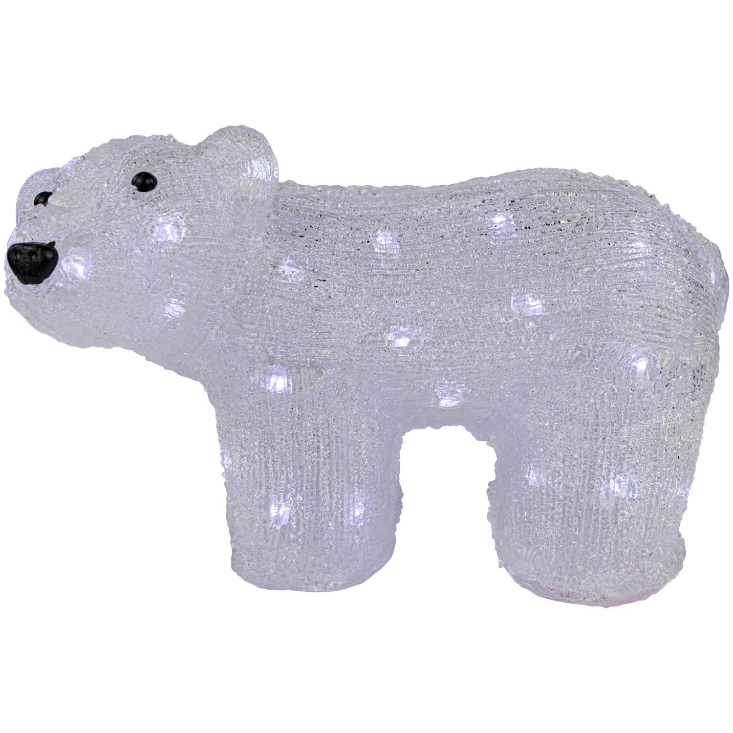 Lighted Commercial Grade Acrylic Polar Bear Outdoor Christmas Decoration - 13.5"- Polar White LED Lights