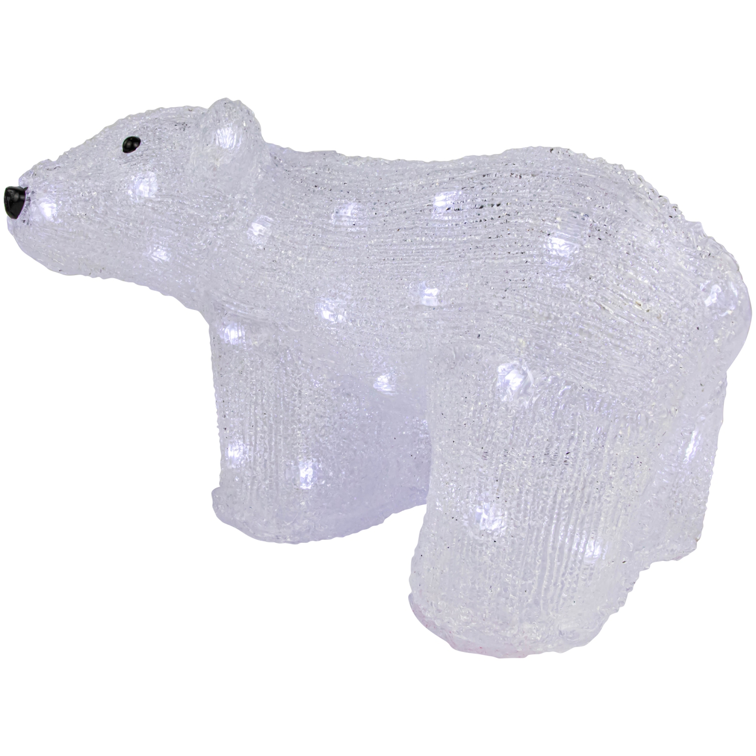 Lighted Commercial Grade Acrylic Polar Bear Outdoor Christmas Decoration - 13.5"- Polar White LED Lights