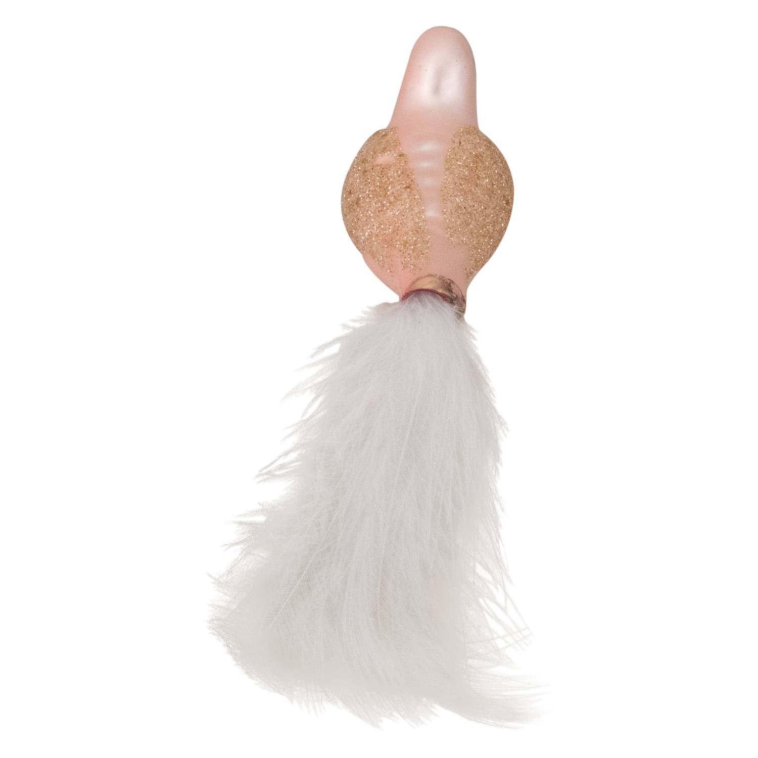 Glitter Winged Bird with Tail Clip-On Glass Christmas Ornament - 5.5" - Pink and Gold