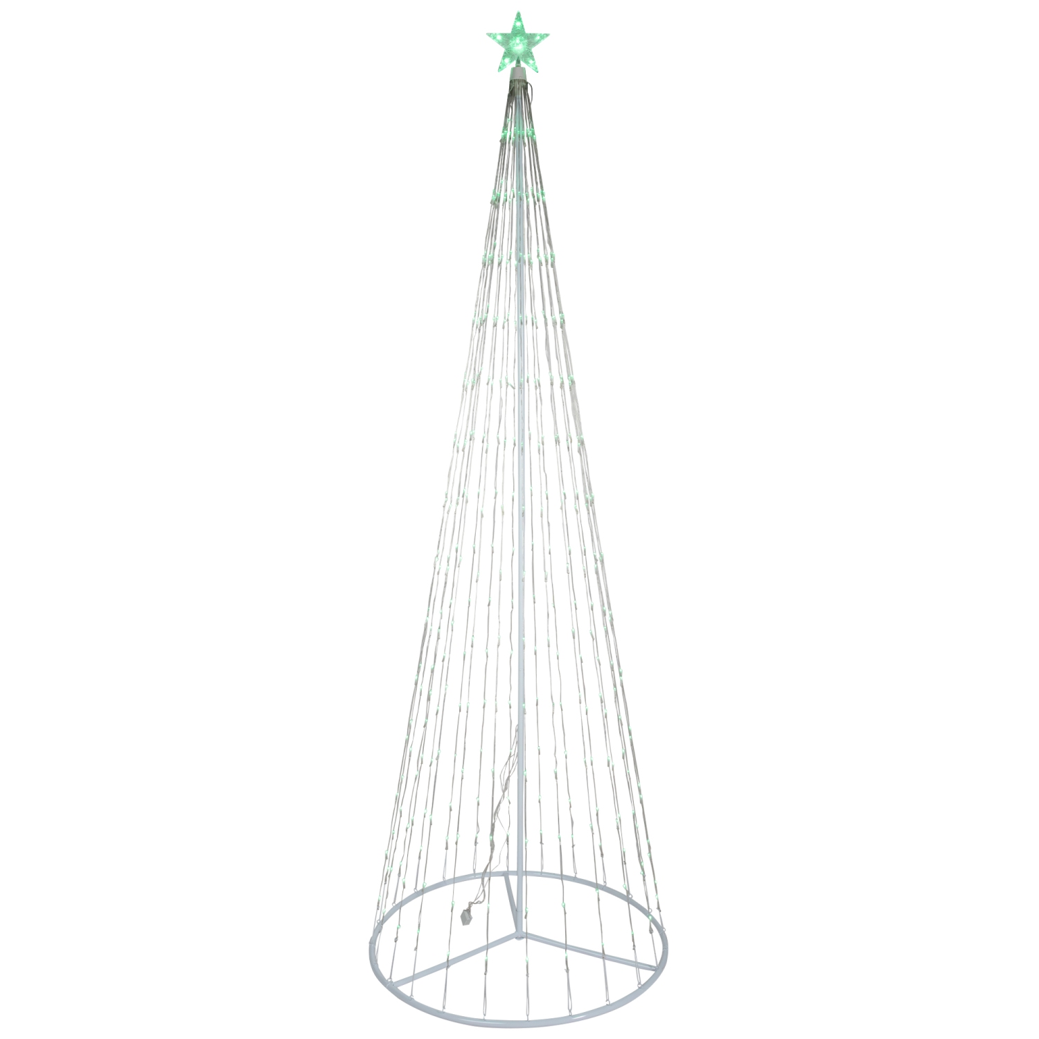 Sapin de Noël illuminé à DEL avec décoration d'extérieur d'étoiles - 12 pi - Vert