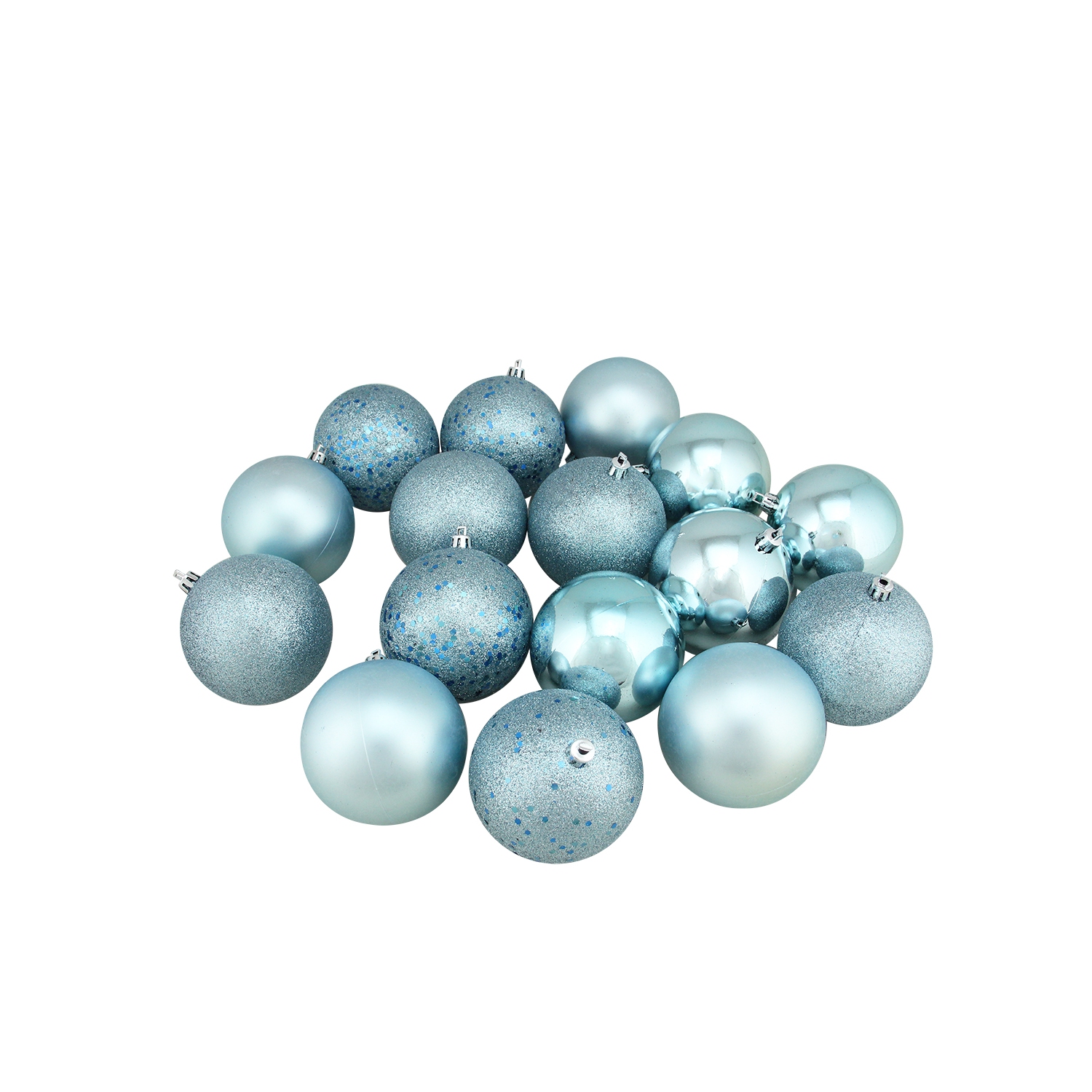 Shatterproof 4-Finish Christmas Ball Ornaments - 3" - Baby Blue - 16ct