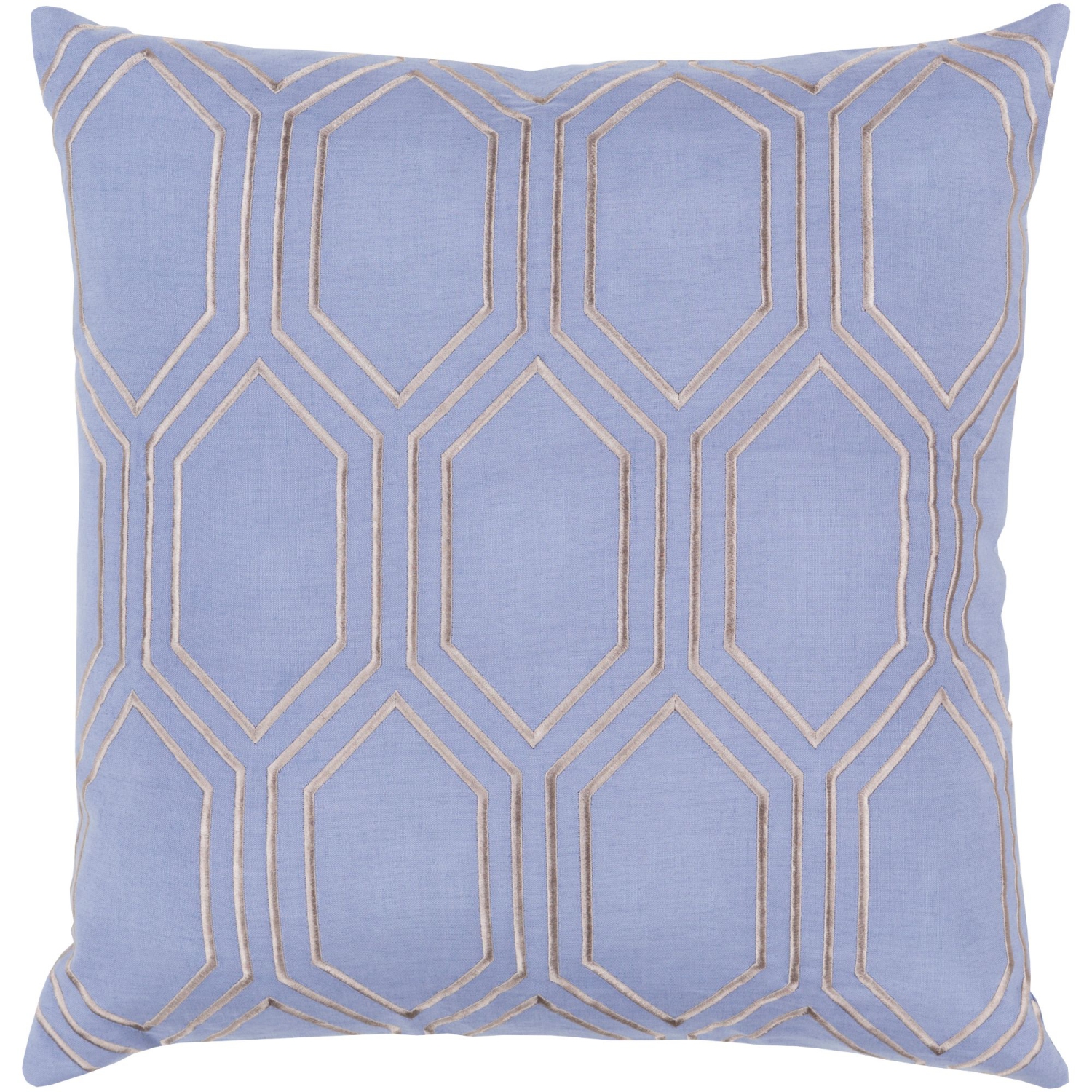 Housse de coussin décoratif carrée géométrique de 18 po, bleu denim et gris