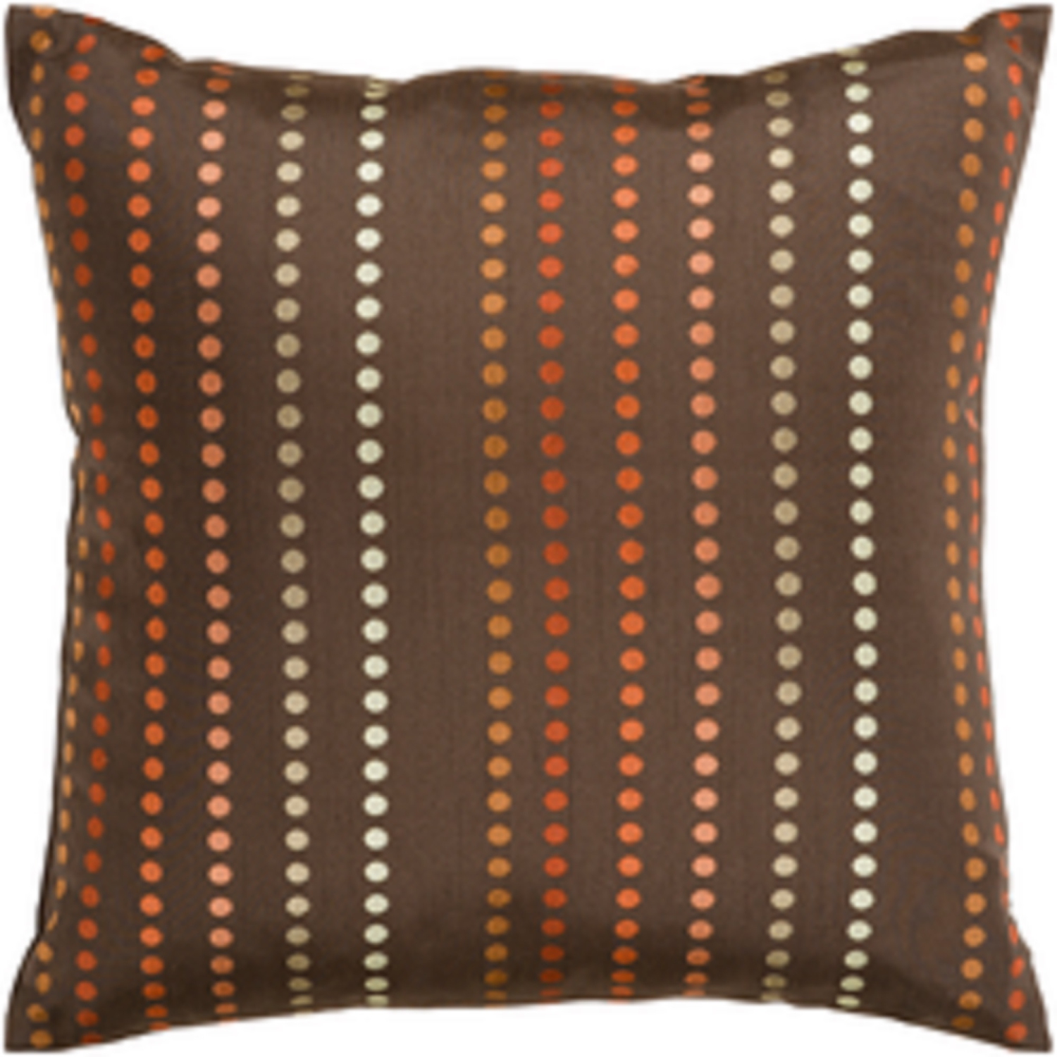 Coussin décoratif carré à pois bruns et orange de 18 po