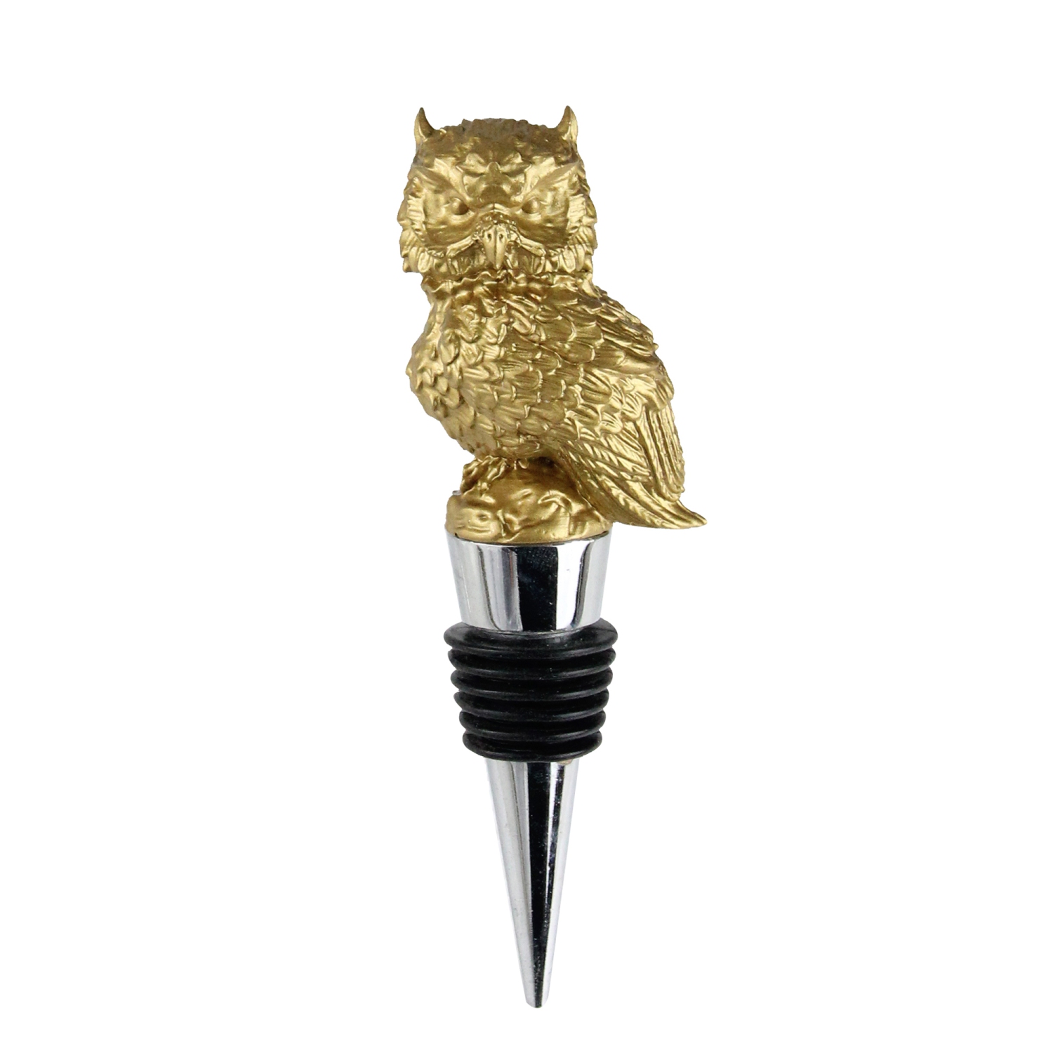 4.75" Woodland Handcrafted Gold Owl Stainless Steel Wine Bottle Stopper