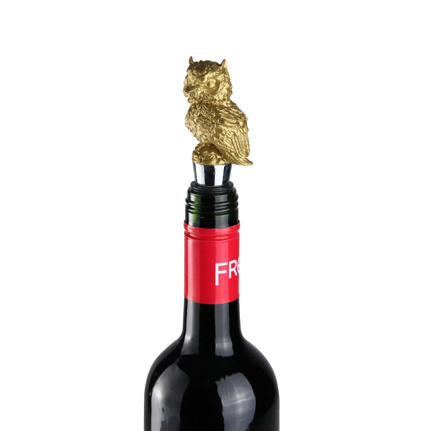 4.75" Woodland Handcrafted Gold Owl Stainless Steel Wine Bottle Stopper