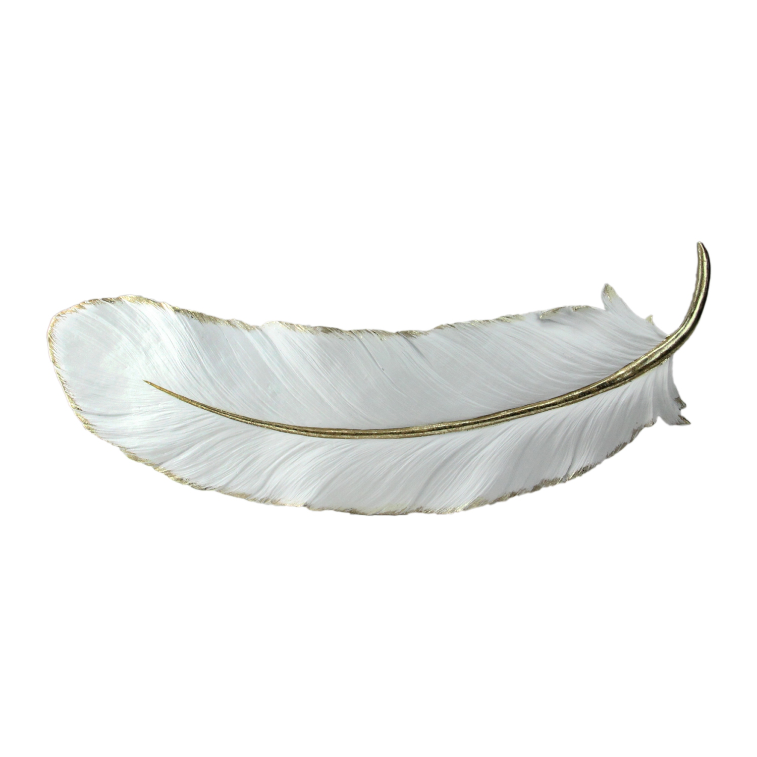 22" White and Gold Gilded Feather Shaped Christmas Wall Decor