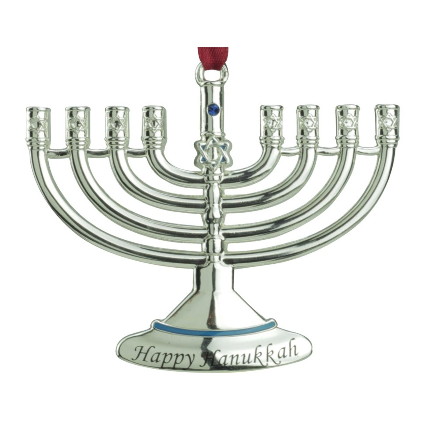 3.25" Blue and Silver Hanging Hanukkah Menorah Ornament
