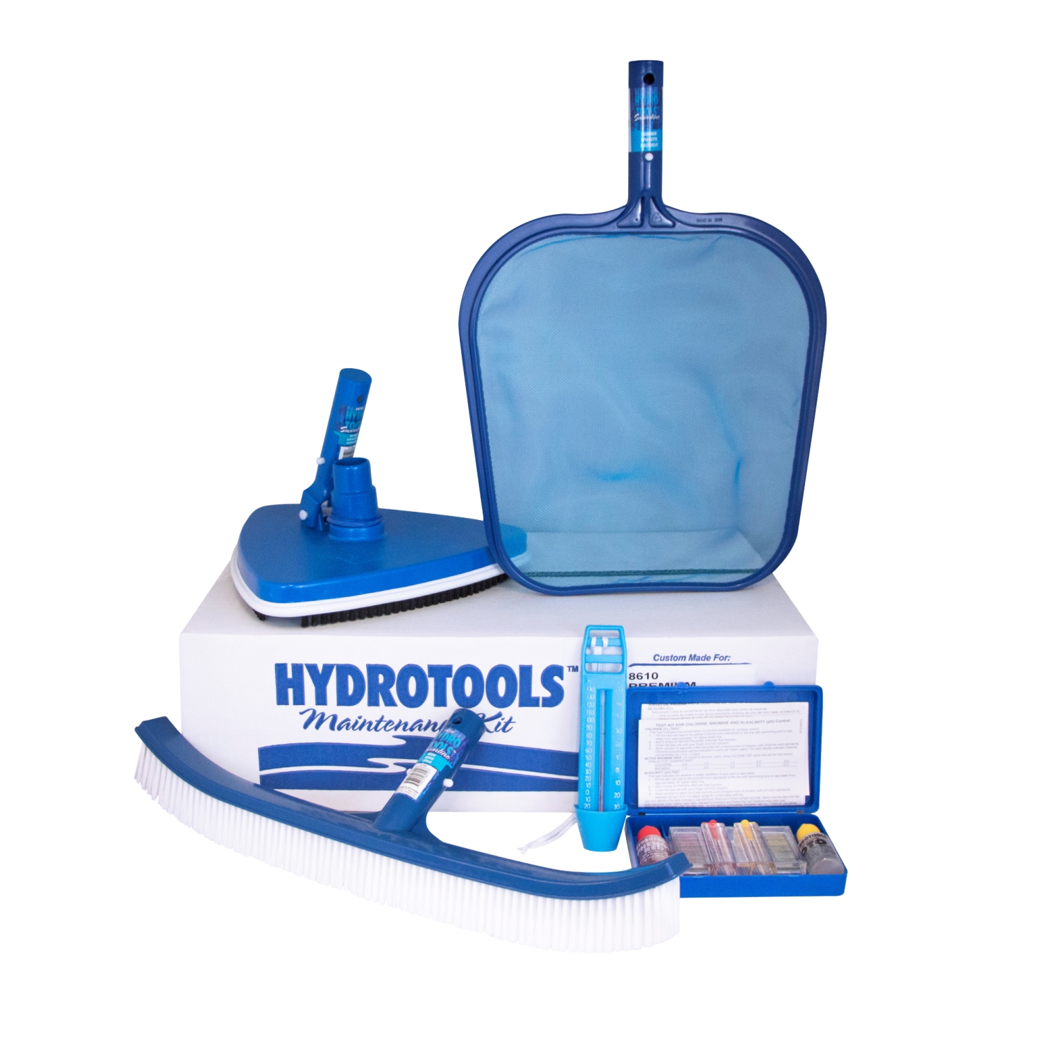 Trousse d'entretien de nettoyage de piscine Premium avec trousse de test de HydroTools - 18&nbsp;po