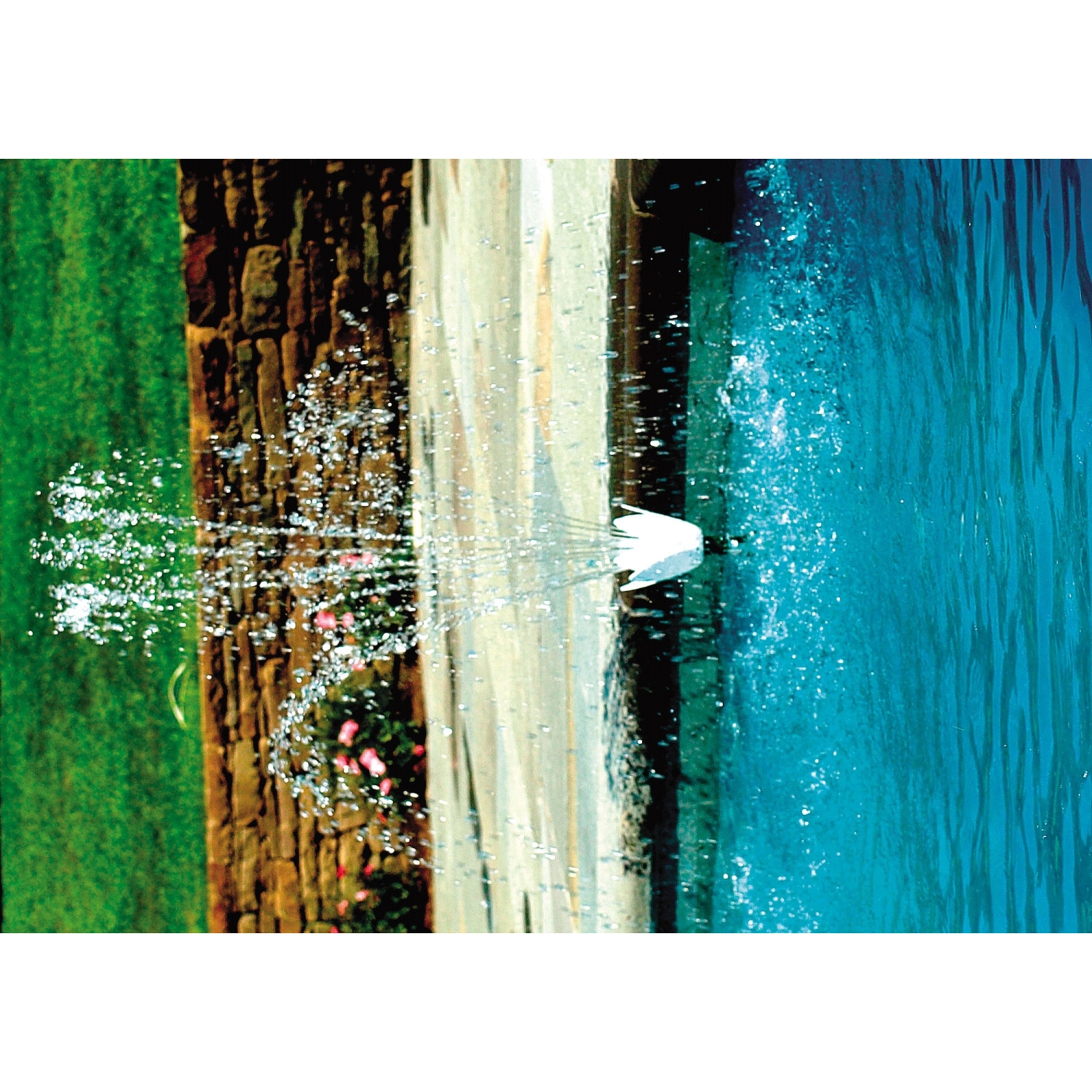 Fontaine à fleurs à paroi bleue réglable pour piscines