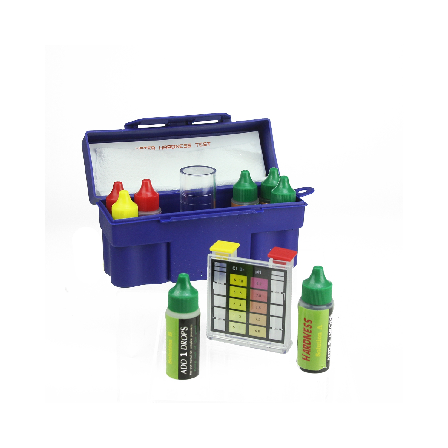 Trousse de test à 6 voies avec bloc de test et boîtier pour piscines et spas