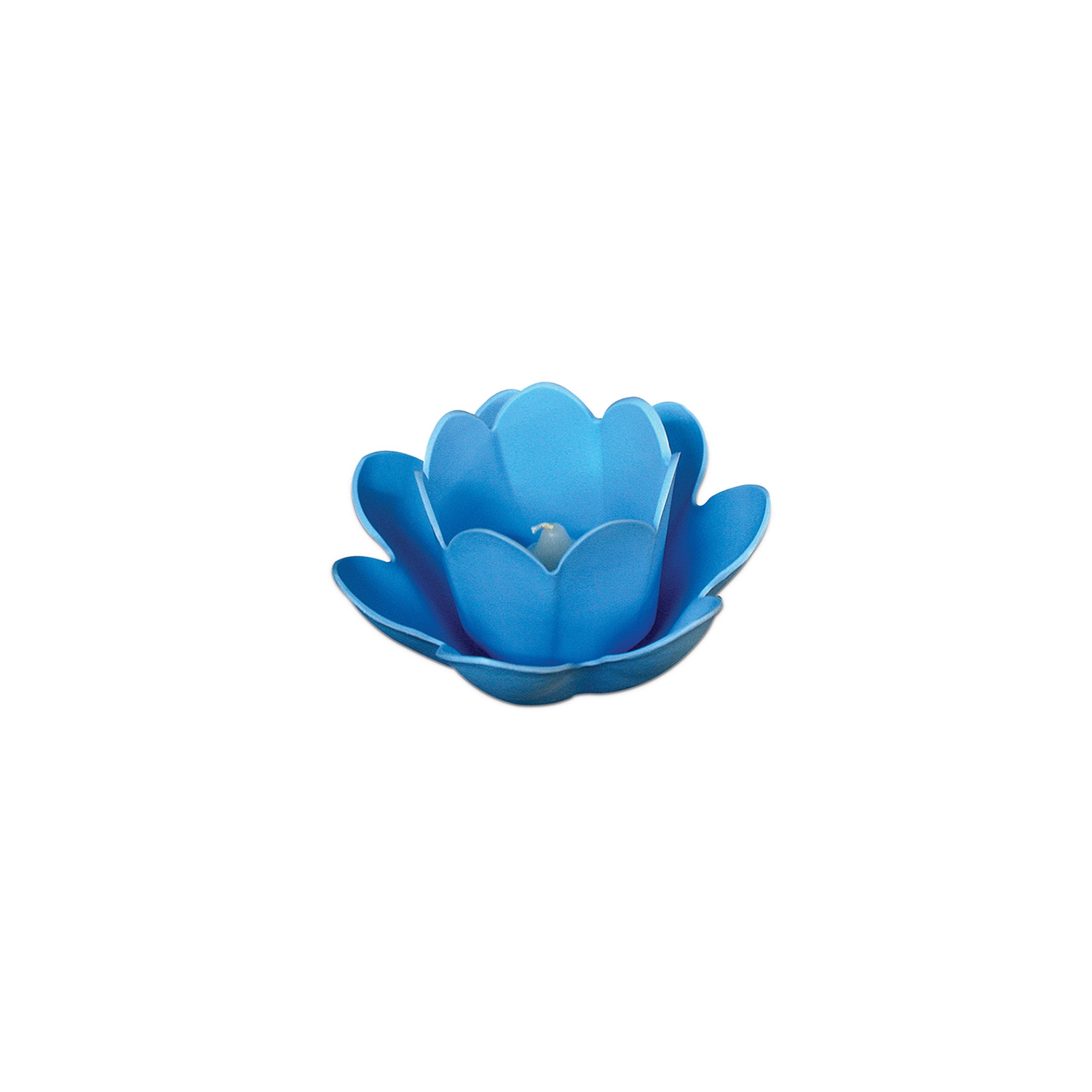 8.5" Blue Floating Enchanting Blossom Light with Votive Candle for Pool and Patio