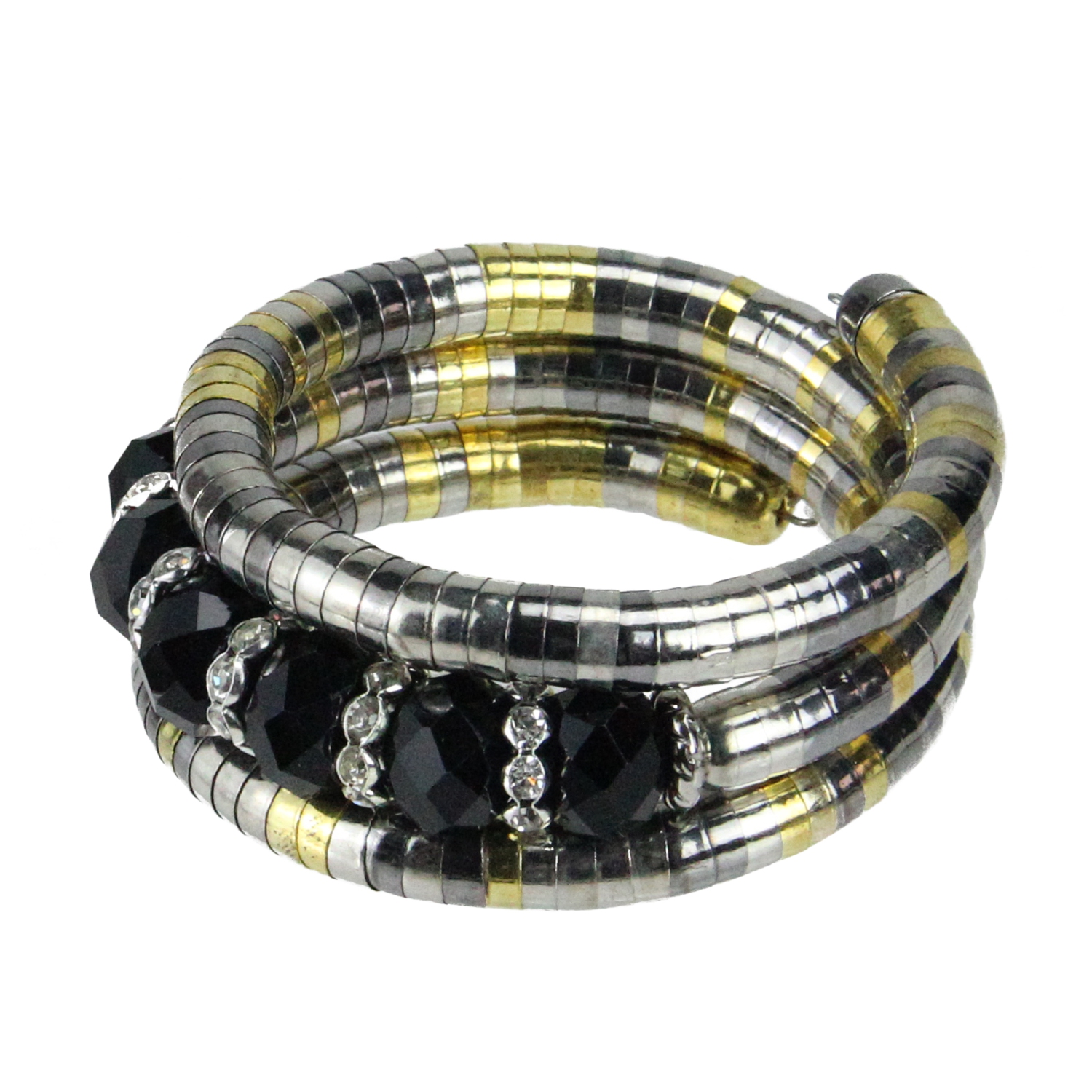 Bracelet maille serpent extensible réglable, bijoux mode, argent et ton or noir