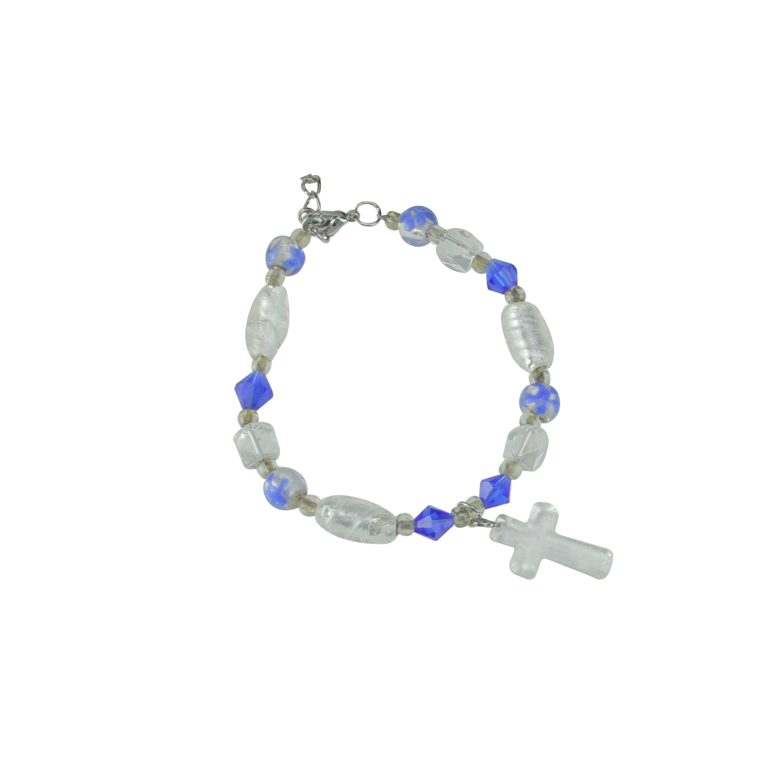 Bracelet de perles « Faith » argentées et bleues de moments dans la vie