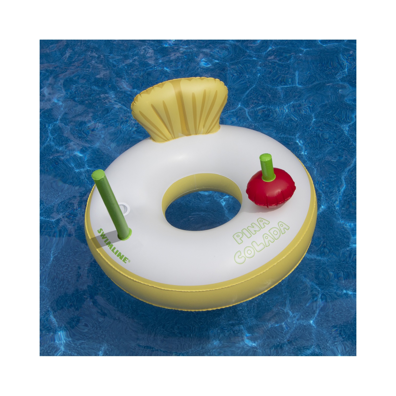 Flotteur de piscine gonflable de 41 po en forme d'anneau en tube, jaune et blanc Piña Colada