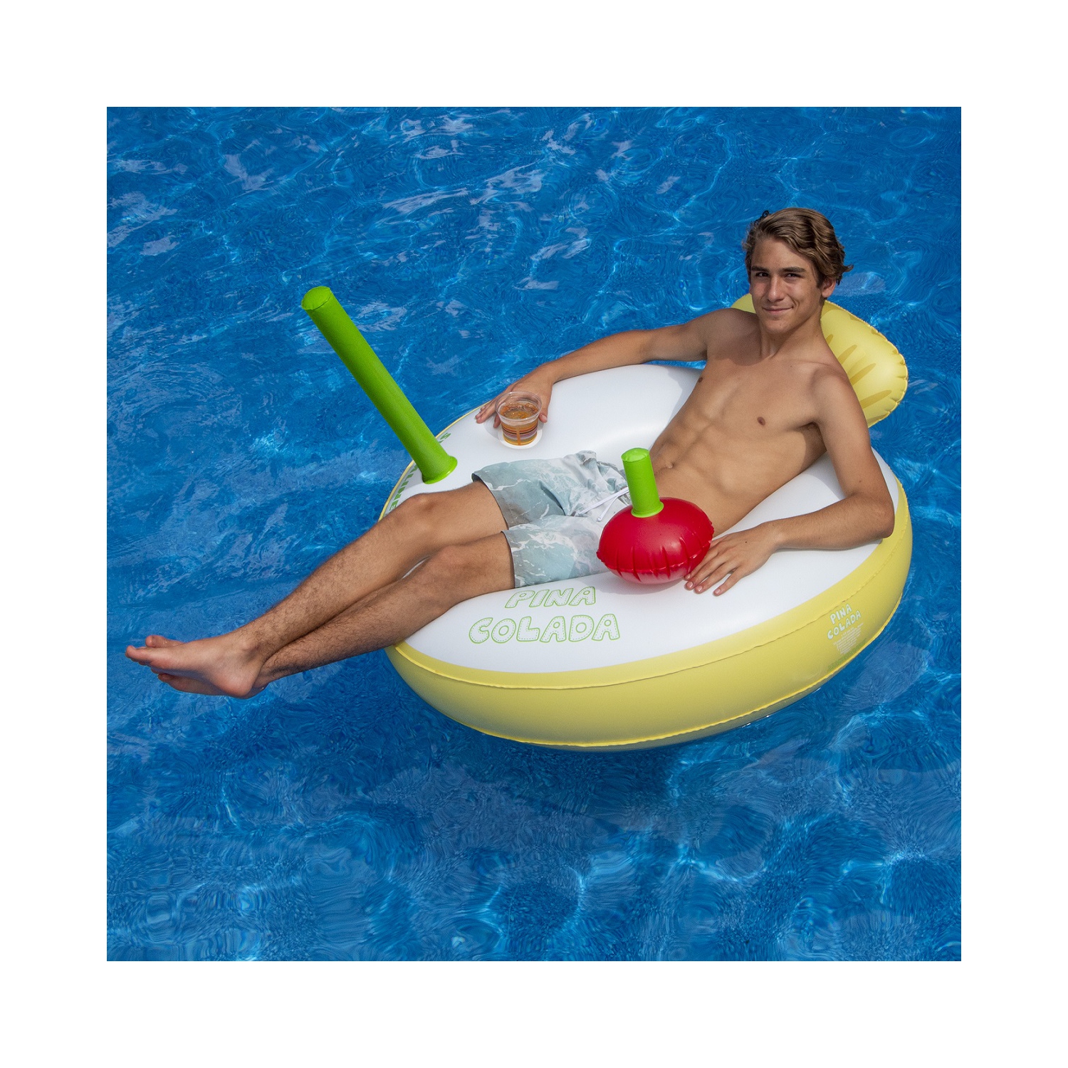 Flotteur de piscine gonflable de 41 po en forme d'anneau en tube, jaune et blanc Piña Colada