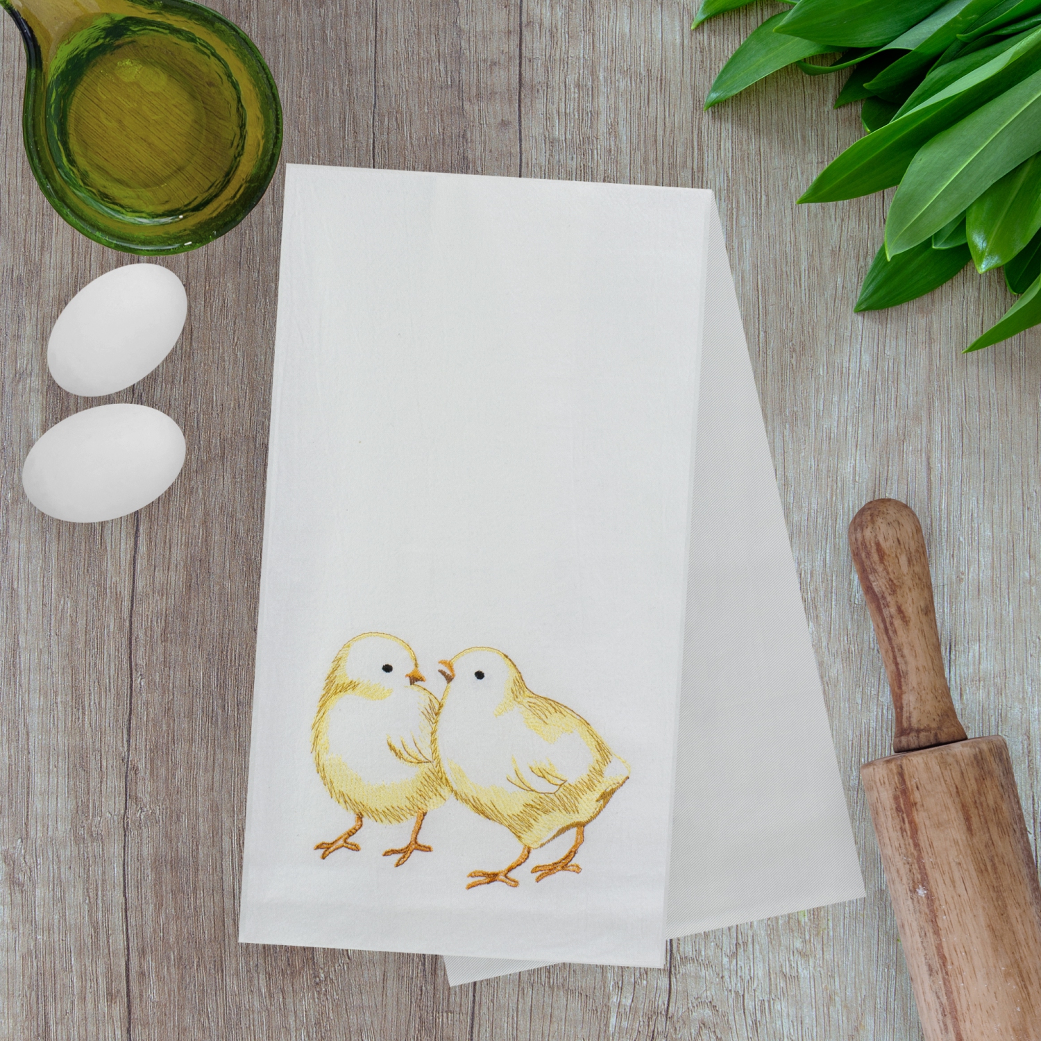 25" Yellow and White Cotton Chick Towel