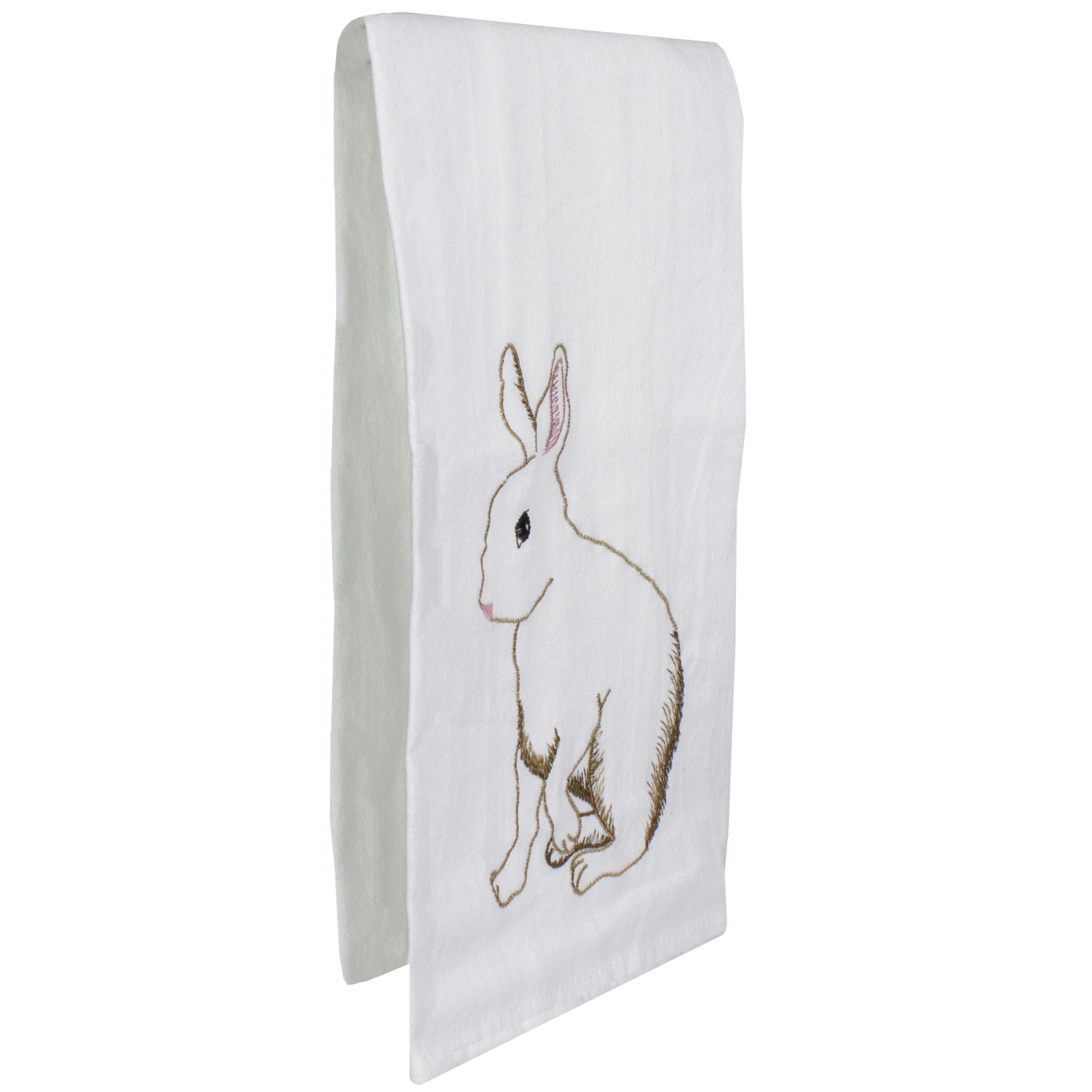 25" White and Brown Cotton Bunny Rabbit Towel