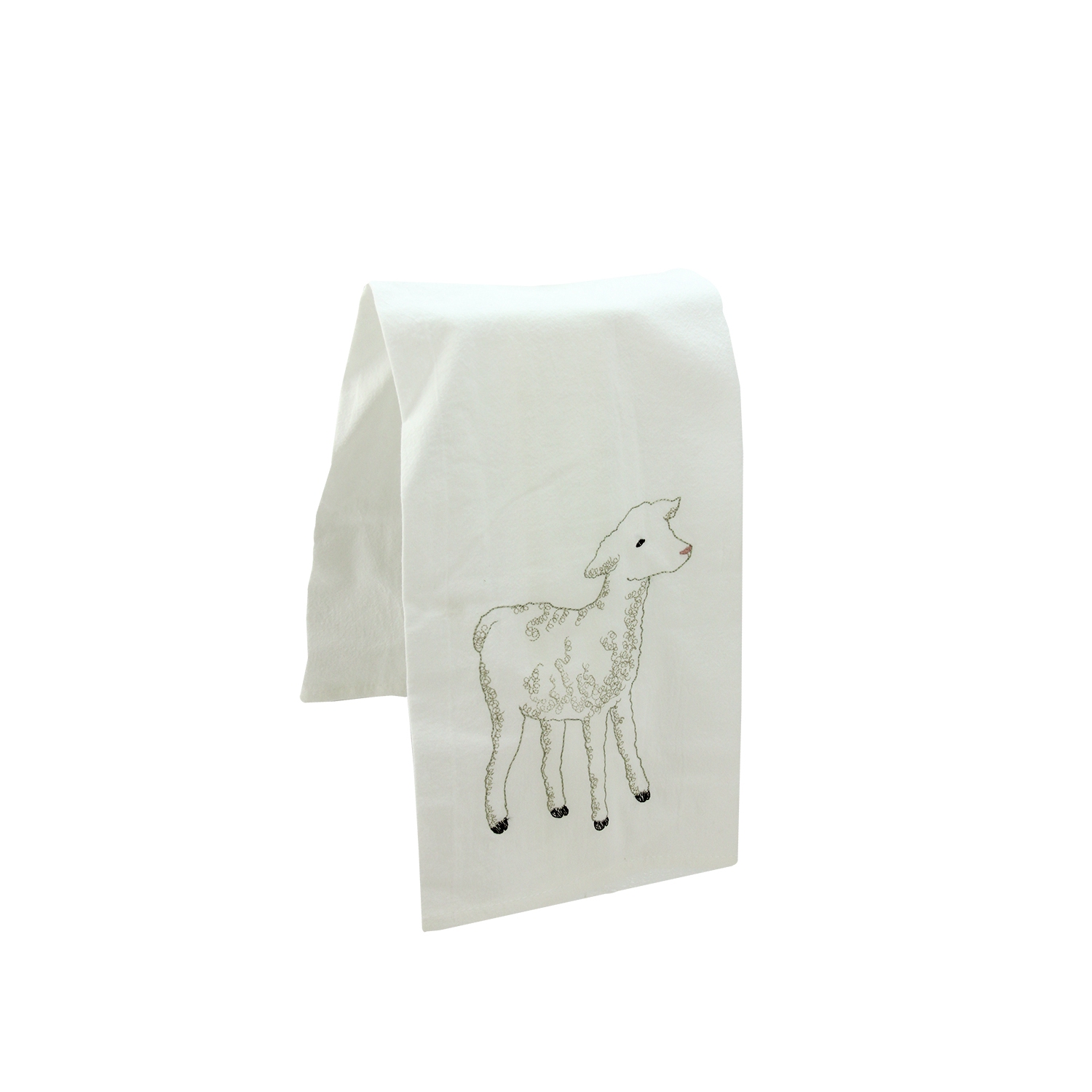27" Decorative Embroidered Style Lamb Flour Sack Kitchen Hand Towel