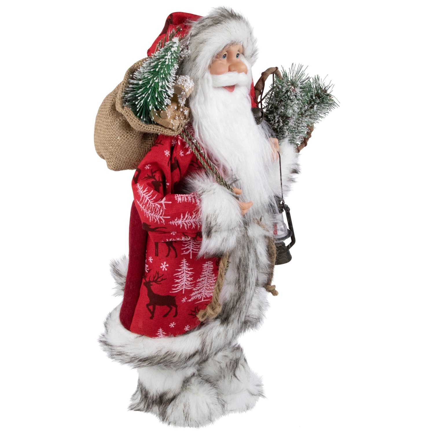 16" Santa Claus with Lantern and Snowshoes Christmas Figure