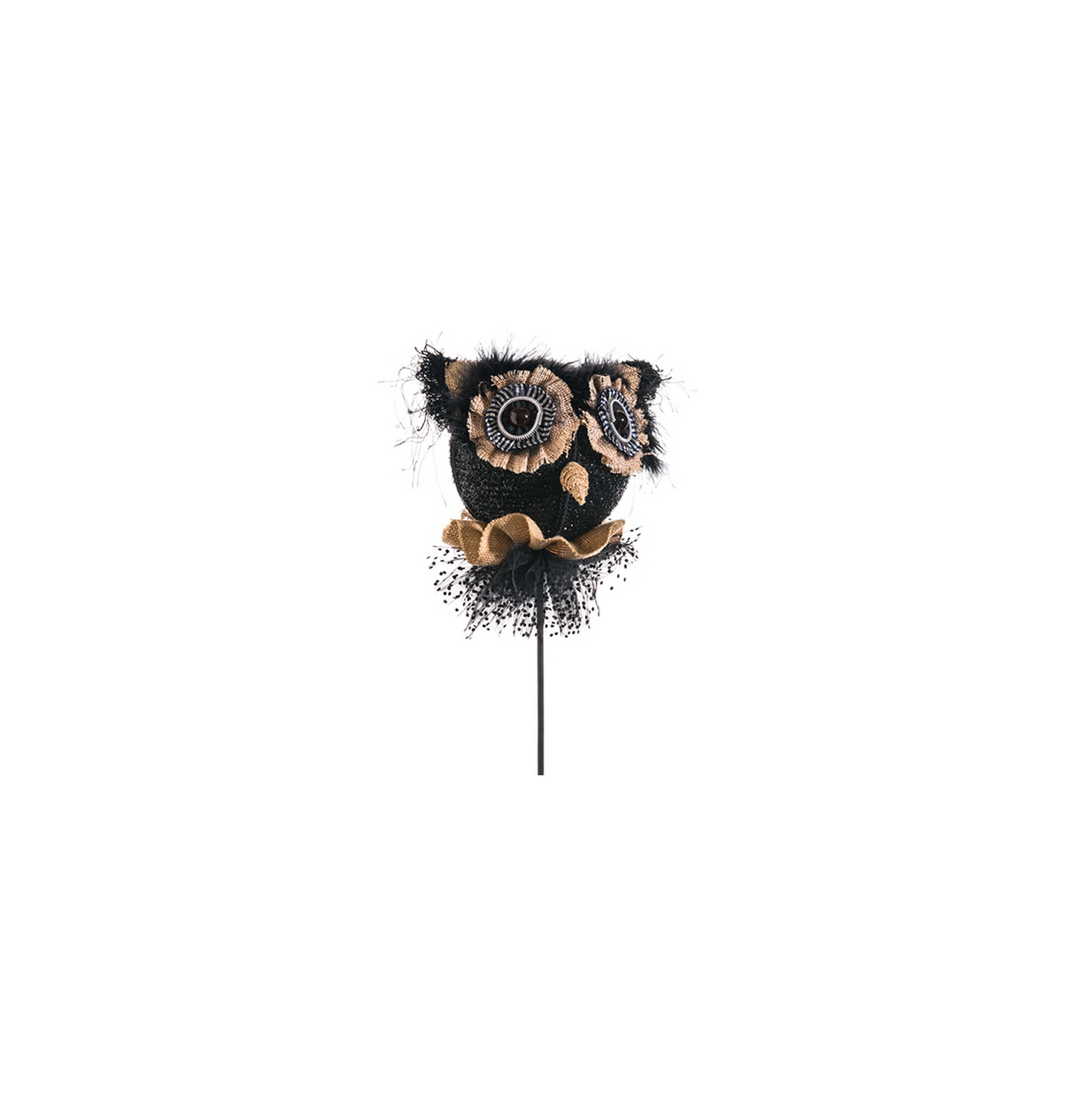 20.5" Black and Brown Owl Stick Halloween Decor