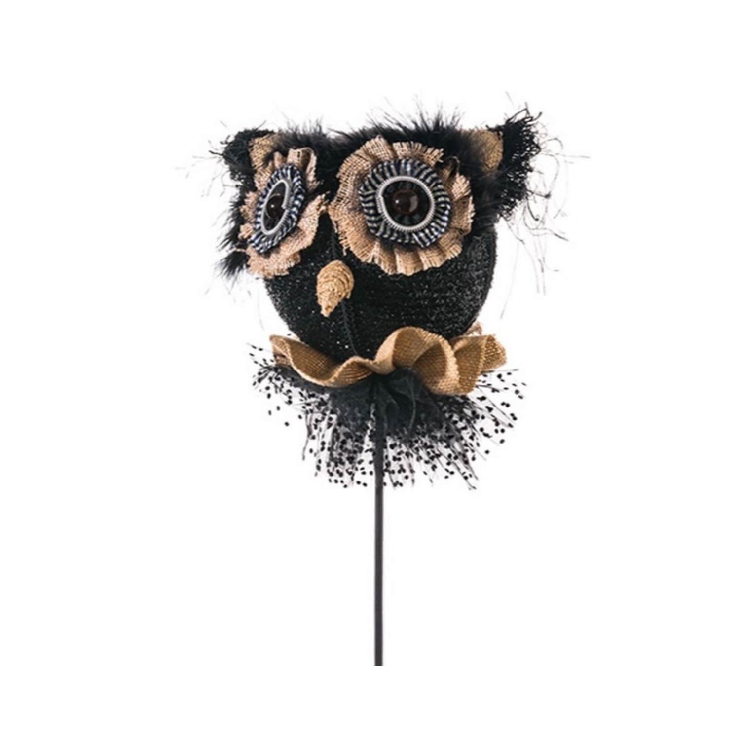 20.5" Black and Brown Owl Stick Halloween Decor
