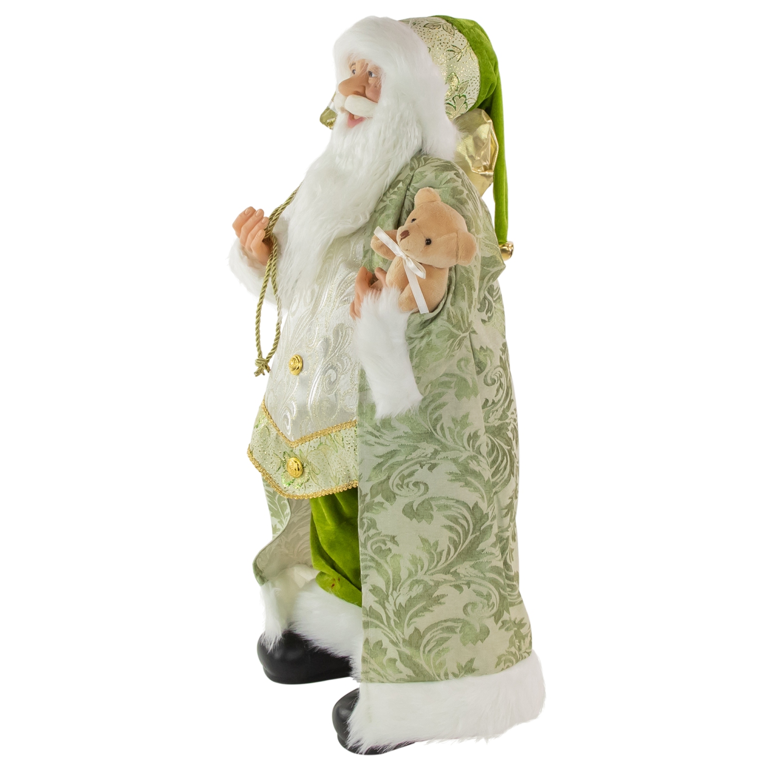 24" Santa Claus with Teddy Bear and Gift Bag Christmas Figure