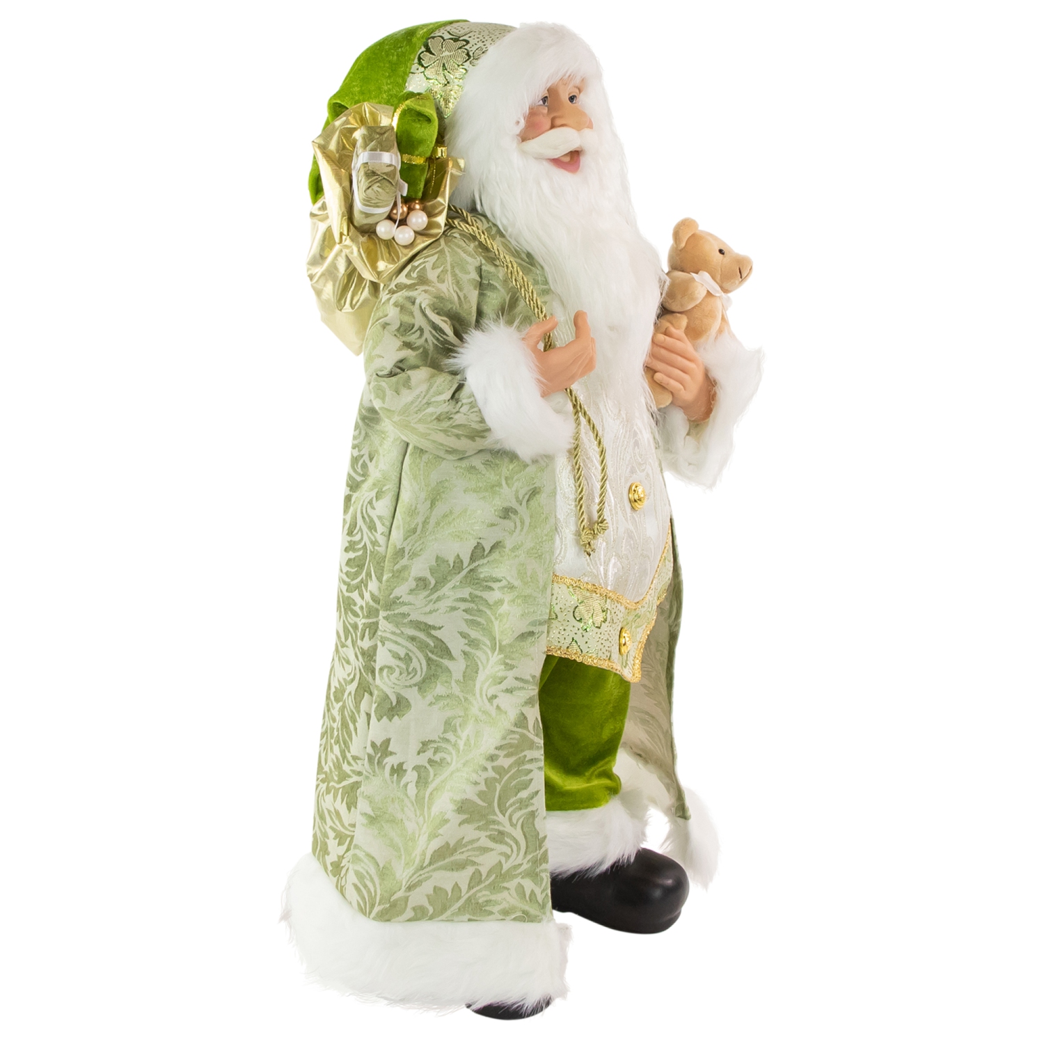 24" Santa Claus with Teddy Bear and Gift Bag Christmas Figure