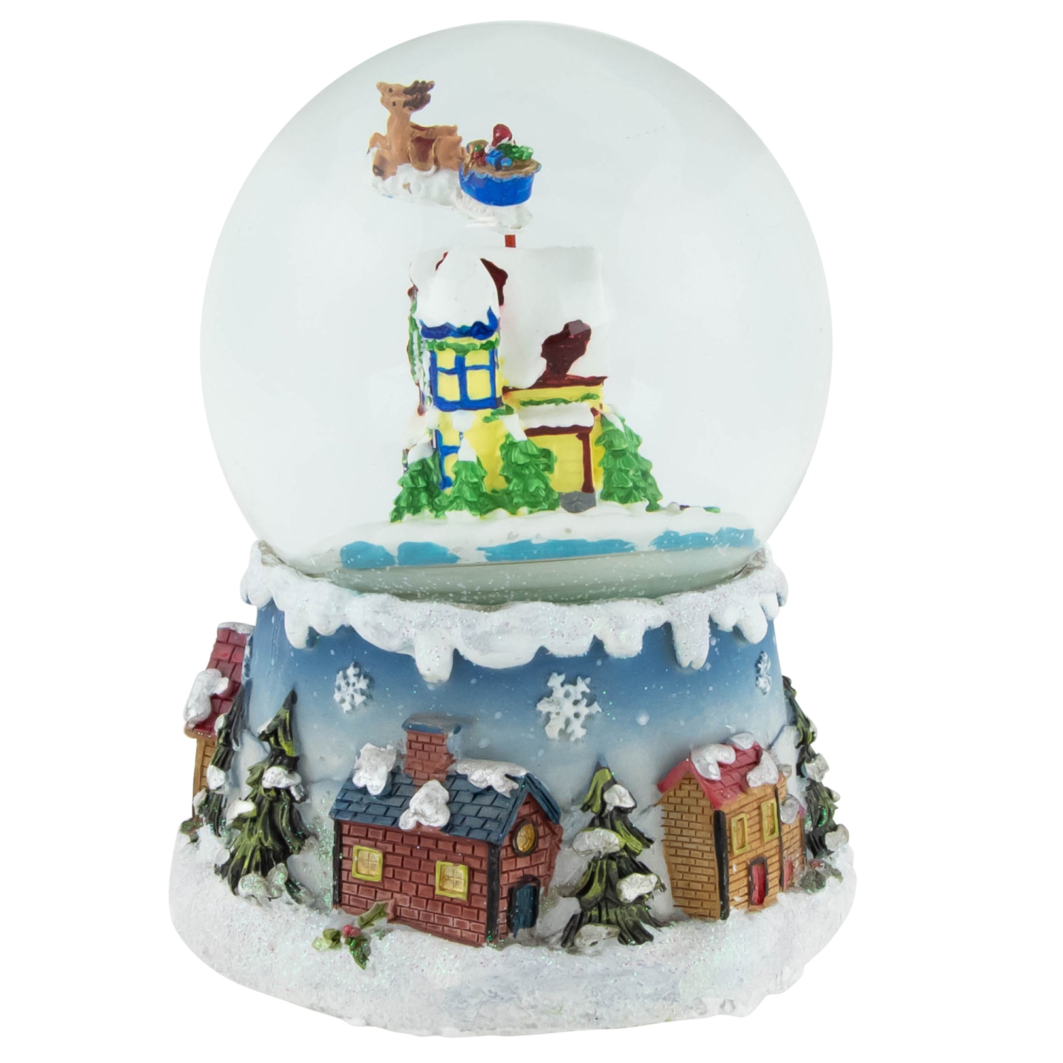 Santa Claus on Sleigh Snowy Village Musical Christmas Water Globe - 5.5"
