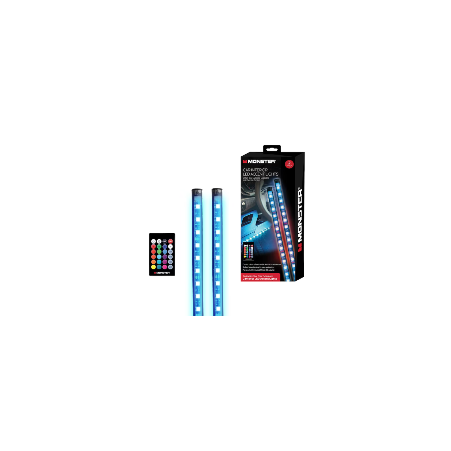 Éclairage d'appoint DEL intérieur pour l'auto 2pack W MLB7-1088-RGB de Monster