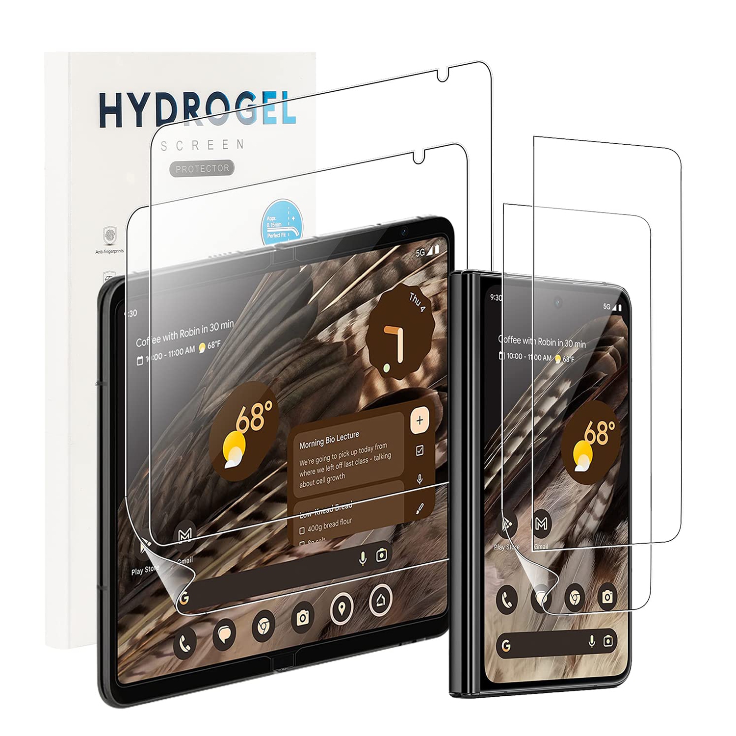 Protecteur d'écran pour Google Pixel Fold 5G, [2+2 Pack] flexible TPU souple Couverture complète 3D bordure élastique protecteur d'écran HD pellicule