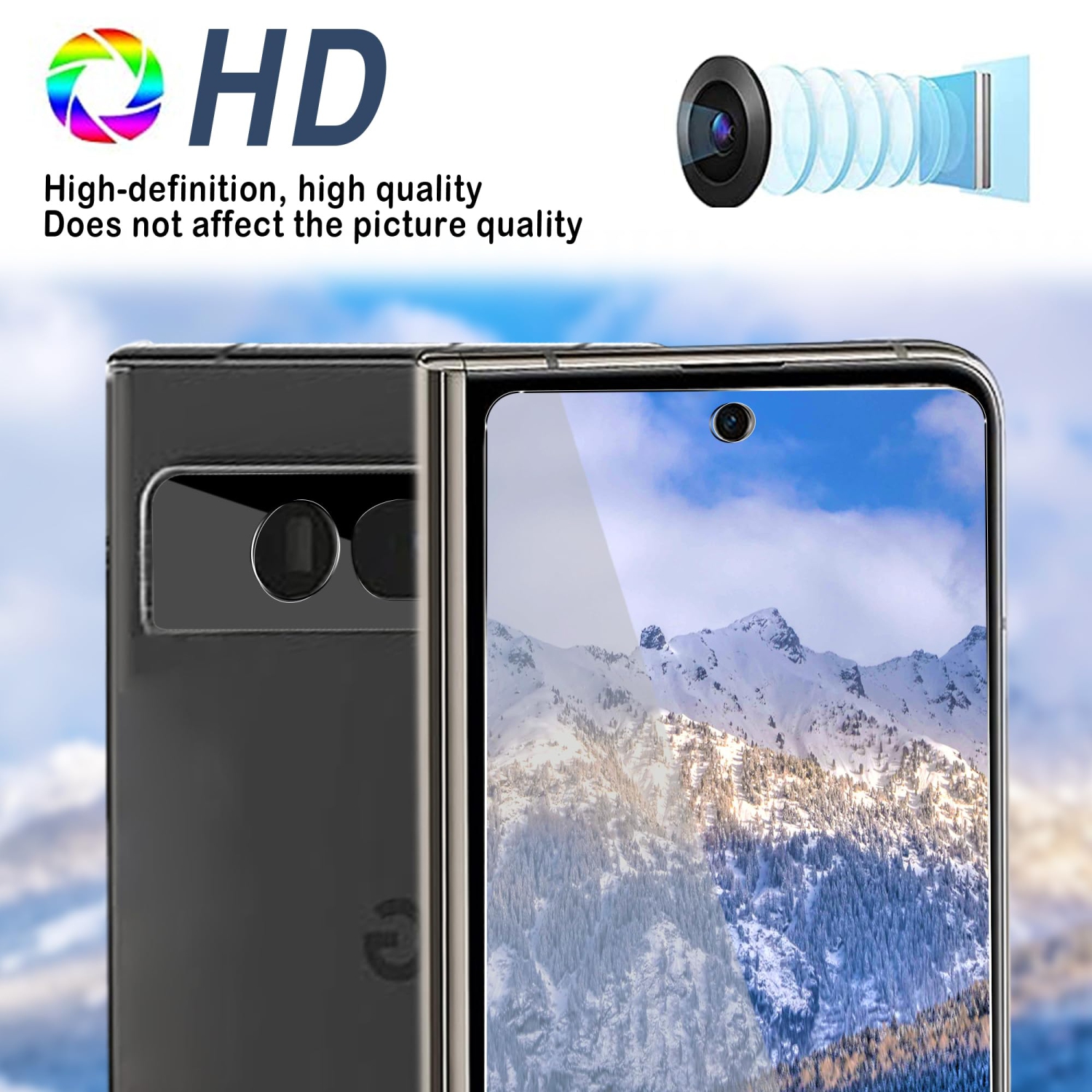 [Paquet de 3 + 3] compatible avec le protecteur d'écran pour Pixel Fold de Google de 7,6 po et le protecteur d'appareil photo en verre trempé