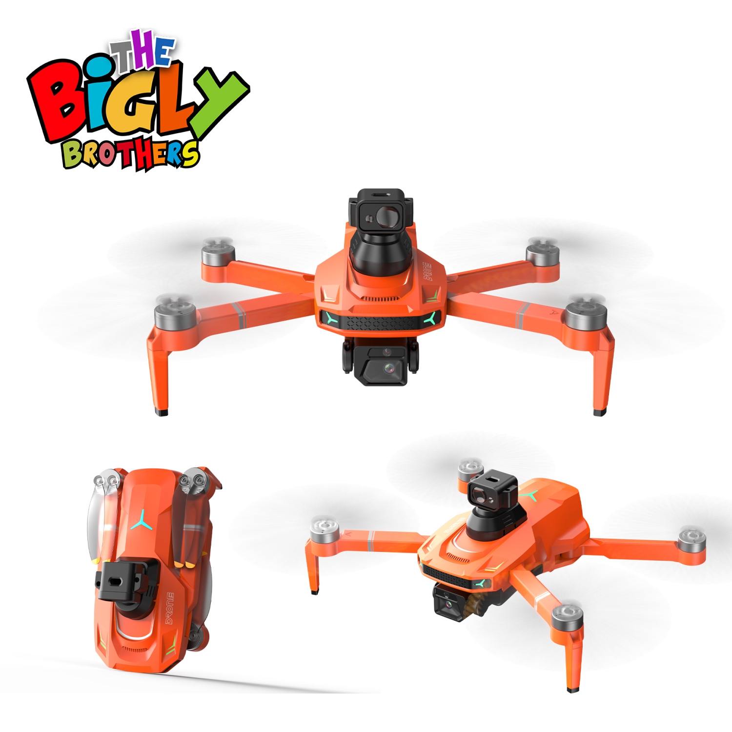 The Bigly Brothers E59 Mark III Delta Orange Superior Edition, GPS Drone, Below 249 Grams, 4k Camera, 1 Key Return Home, All Around Obstacle Avoidance, Case & 1 Batt Included