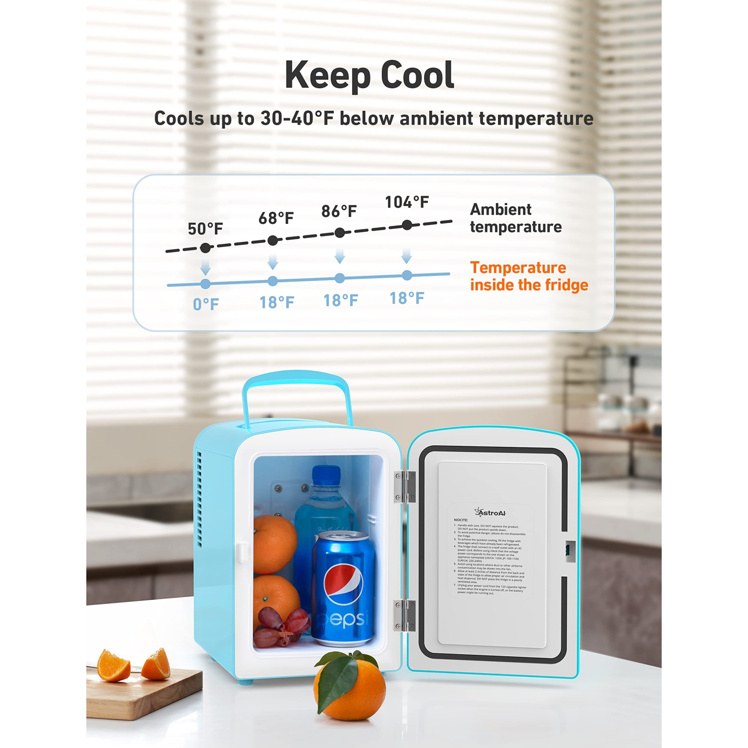 Mini Fridge, 4 Liter/6 Can AC/DC Portable Thermoelectric Cooler and Warmer Refrigerators for Skincare, Beverage, Food, Cosmetics, Home, Office and