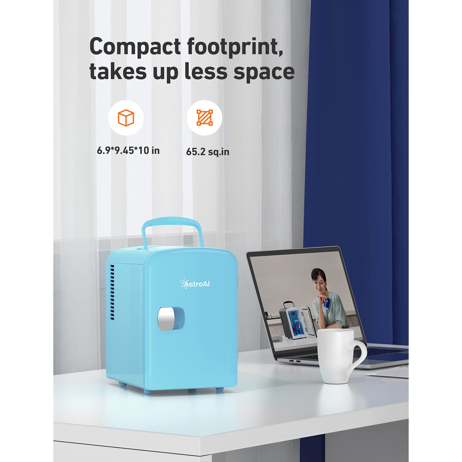 Mini Fridge, 4 Liter/6 Can AC/DC Portable Thermoelectric Cooler and Warmer Refrigerators for Skincare, Beverage, Food, Cosmetics, Home, Office and