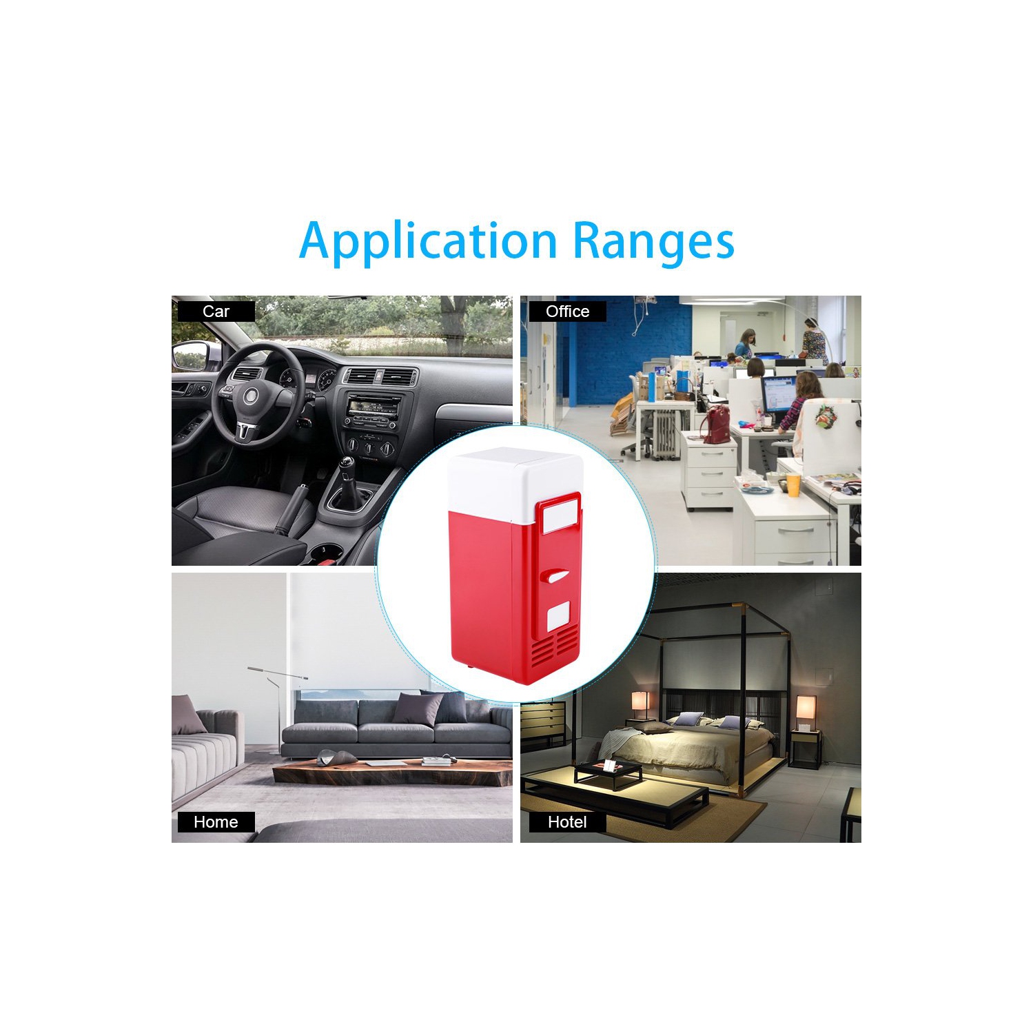 Mini USB Fridge - LED USB Refrigerator - Portable Compact Refrigerator - Drinks Beverage Cans,Refrigerator and Heater - For Home,Office, Car(Red)