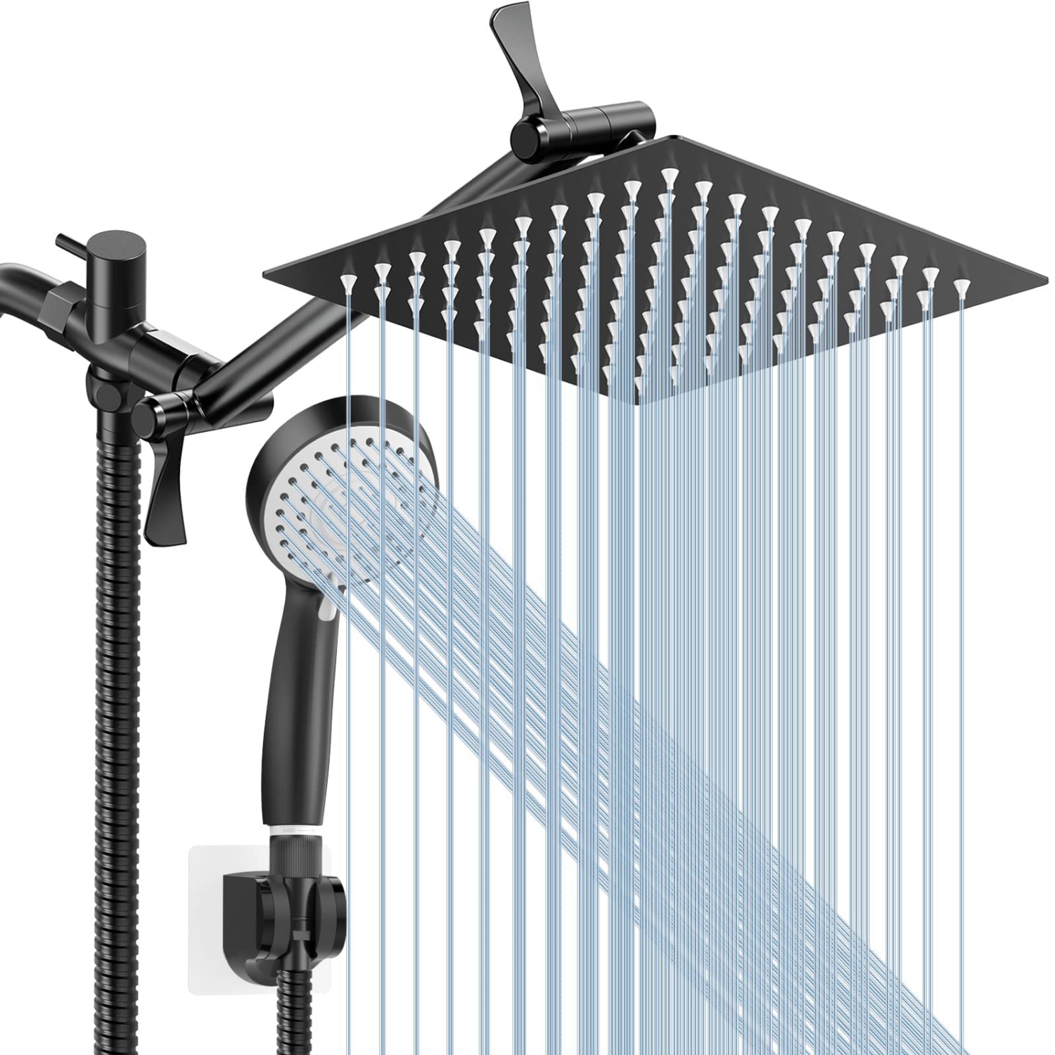 Bathroom High Pressure Hand-held Showerhead with Holder and 59 Inch Stainless Steel Hose, High Flow Hand Held and Adjustable Replacement Hand Held