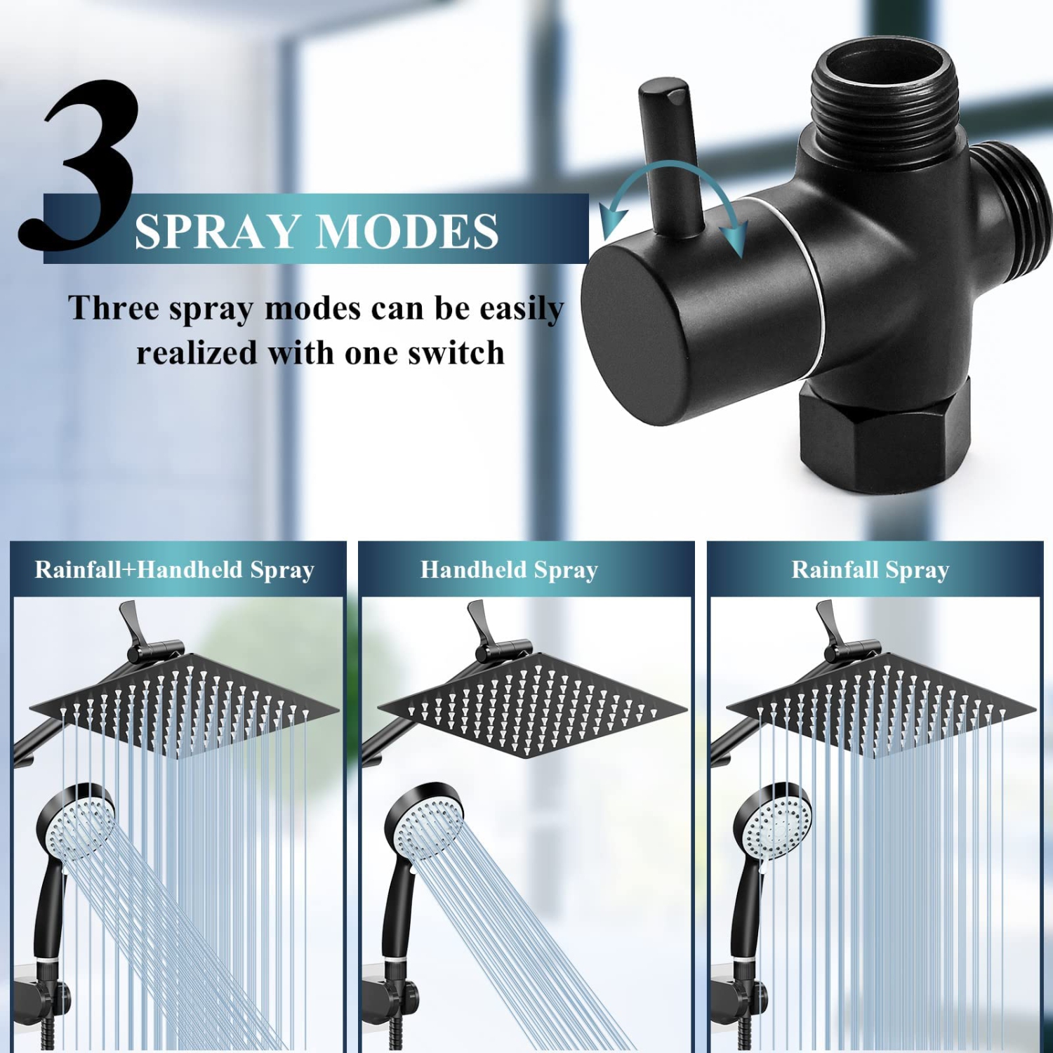 Bathroom High Pressure Hand-held Showerhead with Holder and 59 Inch Stainless Steel Hose, High Flow Hand Held and Adjustable Replacement Hand Held