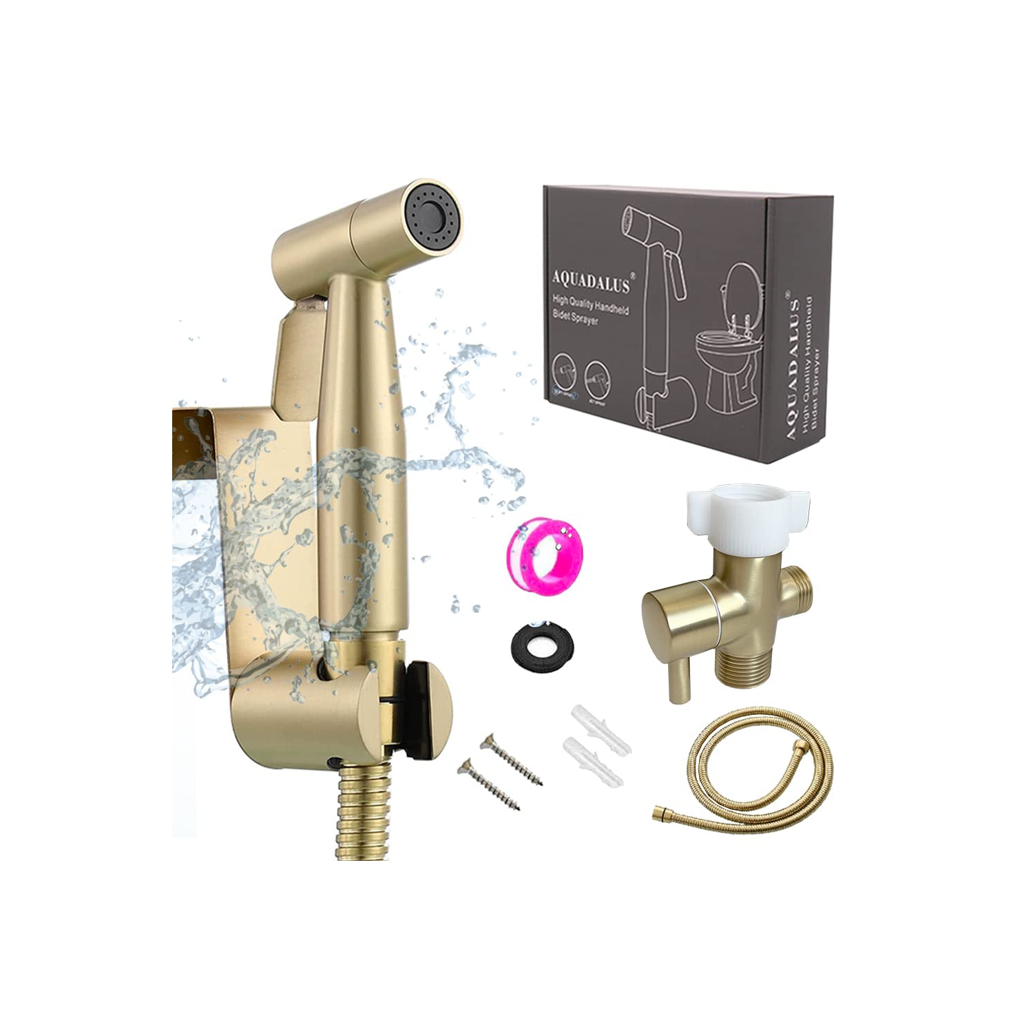 Pulvérisateur à main bidet pour toilettes bidet pulvérisateur avec contrôle de pression d'eau réglable pour lavage féminin, couche en acier