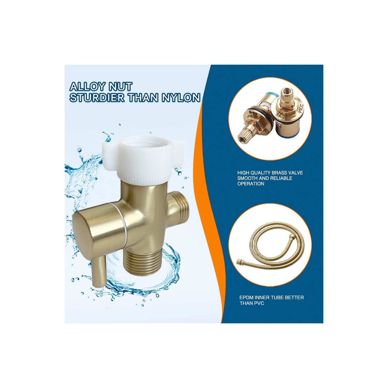 Pulvérisateur à main bidet pour toilettes bidet pulvérisateur avec contrôle de pression d'eau réglable pour lavage féminin, couche en acier