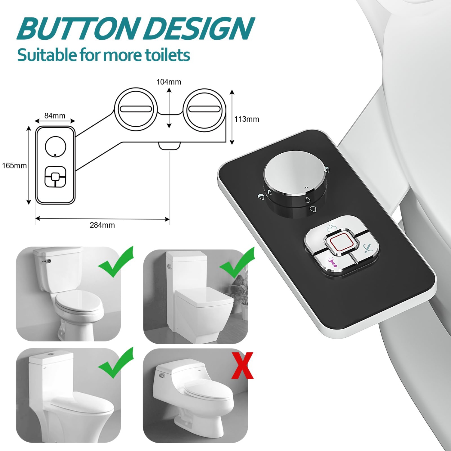 Bidet Attachment - Non-Electric Cold Water Bidet Toilet Seat Attachment with Pressure Controls,Retractable Self-Cleaning Dual Nozzles for Frontal &