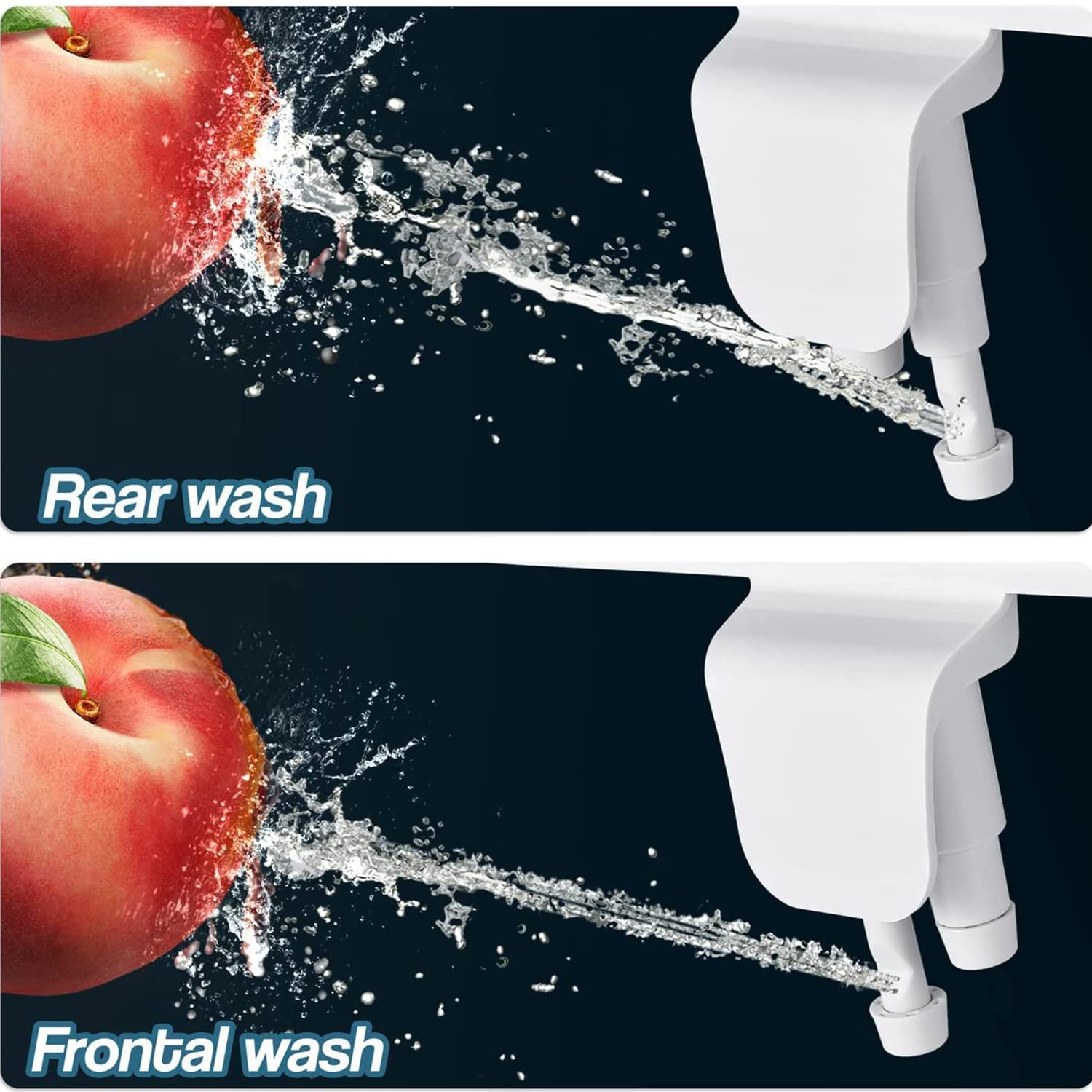 Bidet ultra-mince, embout double non électrique accessoire bidet pour toilettes avec entrée en métal, pression d'eau douce réglable bidet pour siège