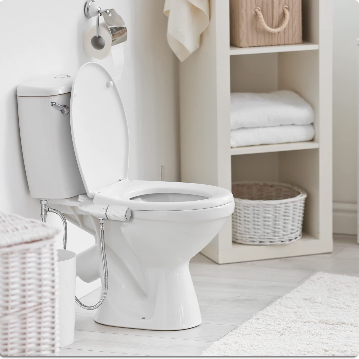 Bidet ultra-mince, embout double non électrique accessoire bidet pour toilettes avec entrée en métal, pression d'eau douce réglable bidet pour siège