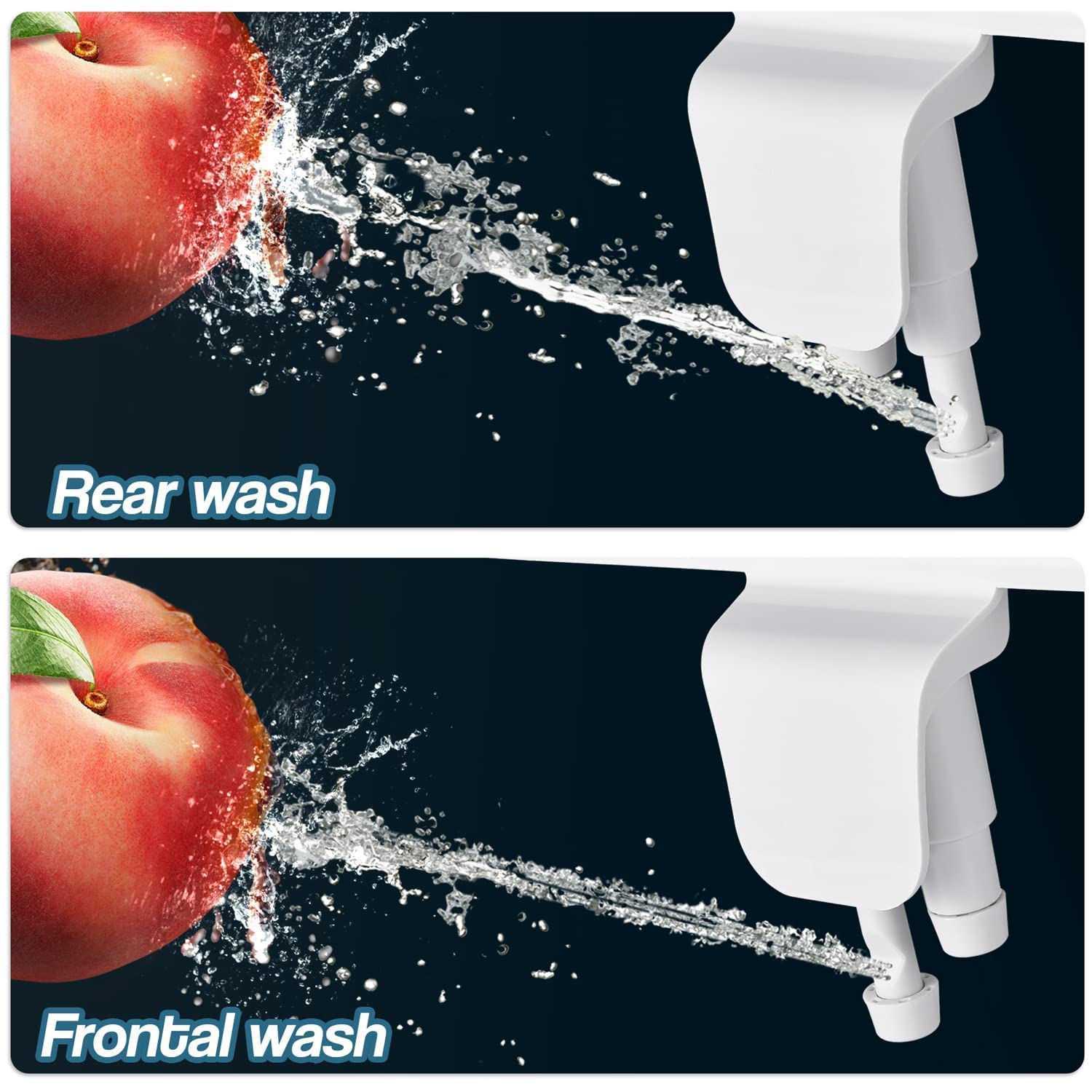 Bidet ultra-mince, embout double non électrique accessoire bidet pour toilettes avec entrée en métal, pression d'eau douce réglable bidet pour siège