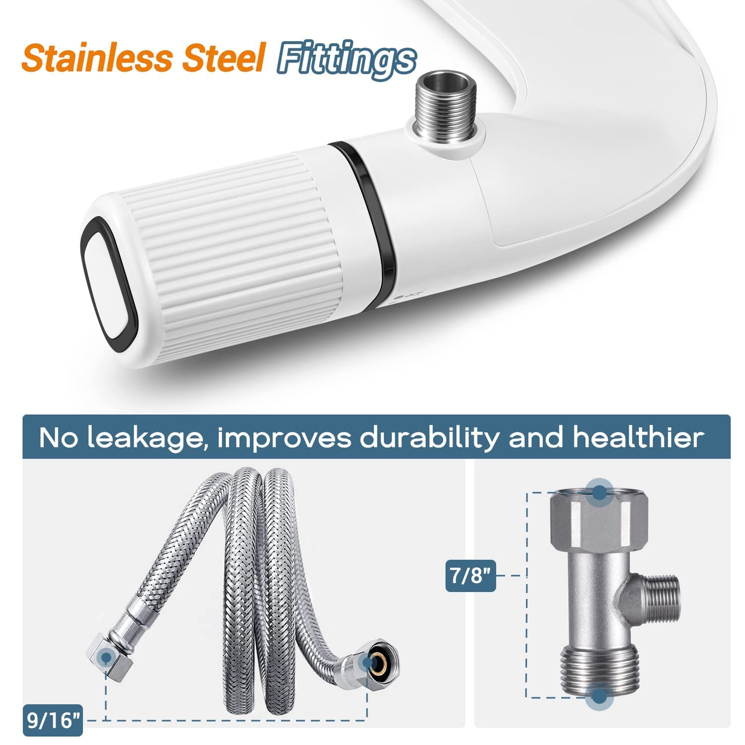 Bidet ultra-mince, embout double non électrique accessoire bidet pour toilettes avec entrée en métal, pression d'eau douce réglable bidet pour siège