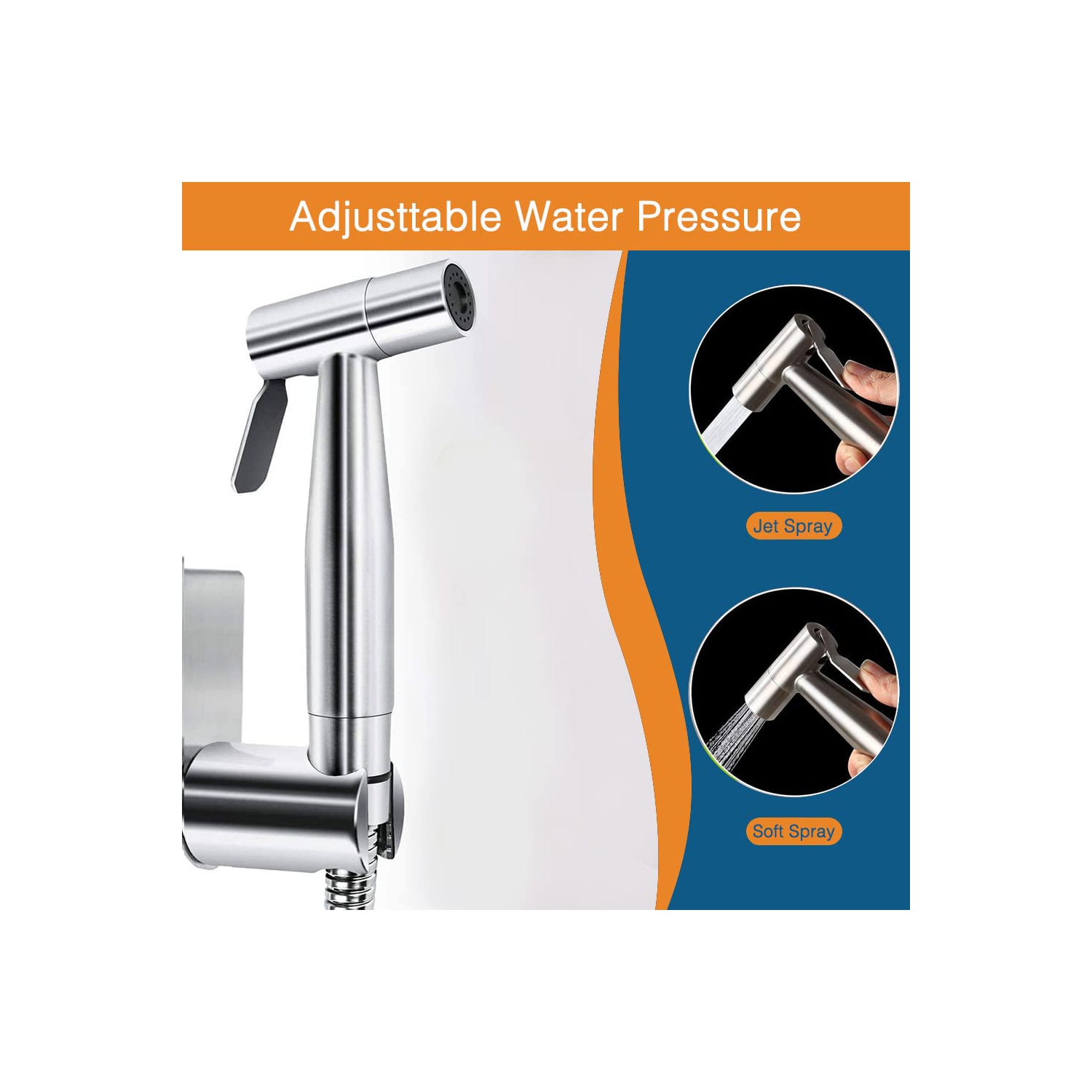 Handheld Bidet Toilet Sprayer, Version 2.0 Stainless Steel Bathroom Bidet Sprayer Set, Brush Nickel Finish,Wall or Toilet Mount