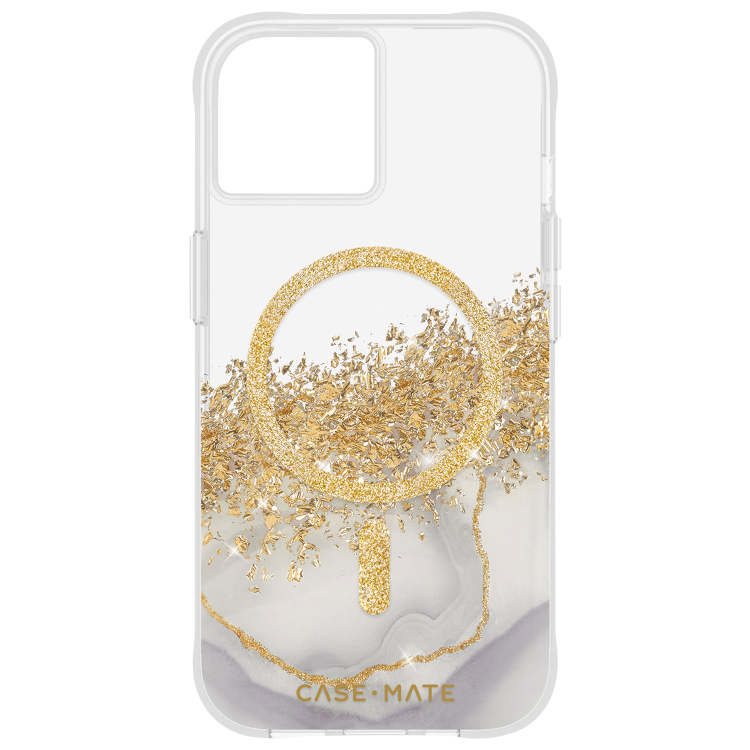 Case-Mate Karat Marble Fitted Hard Shell Case w/ MagSafe for iPhone 16e/15/14/13 - Clear/Gold/Marble