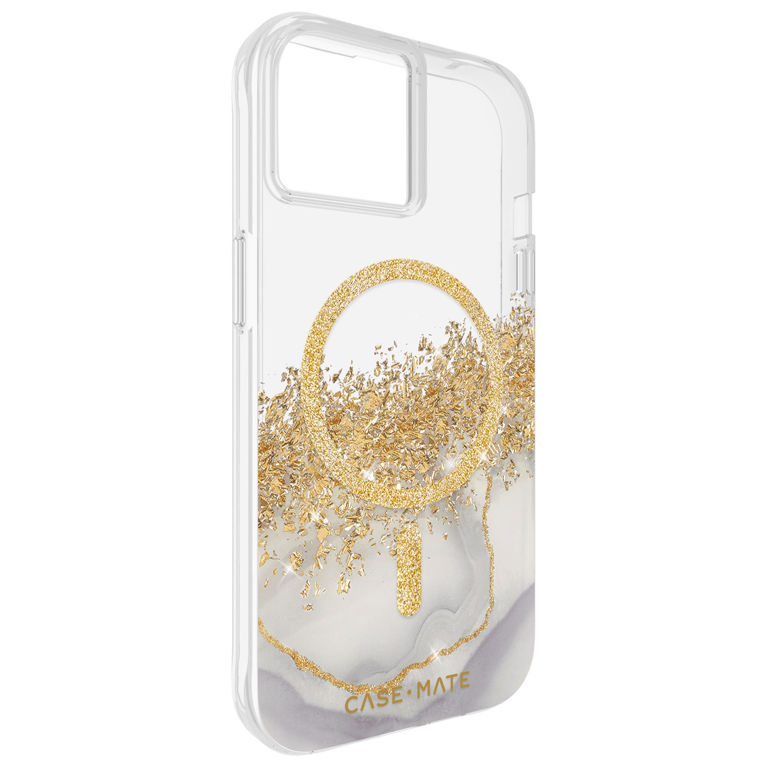 Case-Mate Karat Marble Fitted Hard Shell Case w/ MagSafe for iPhone 16e/15/14/13 - Clear/Gold/Marble