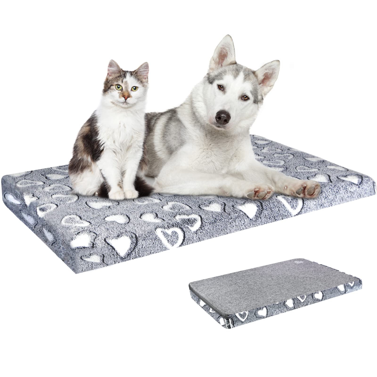 Dog Bed Mat Reversible(Cool & Soft), Stylish 48” Pet Bed Mattress for Dog Crate, Water Proof Linings, Removable Machine Washable Cover, Pet Bed for